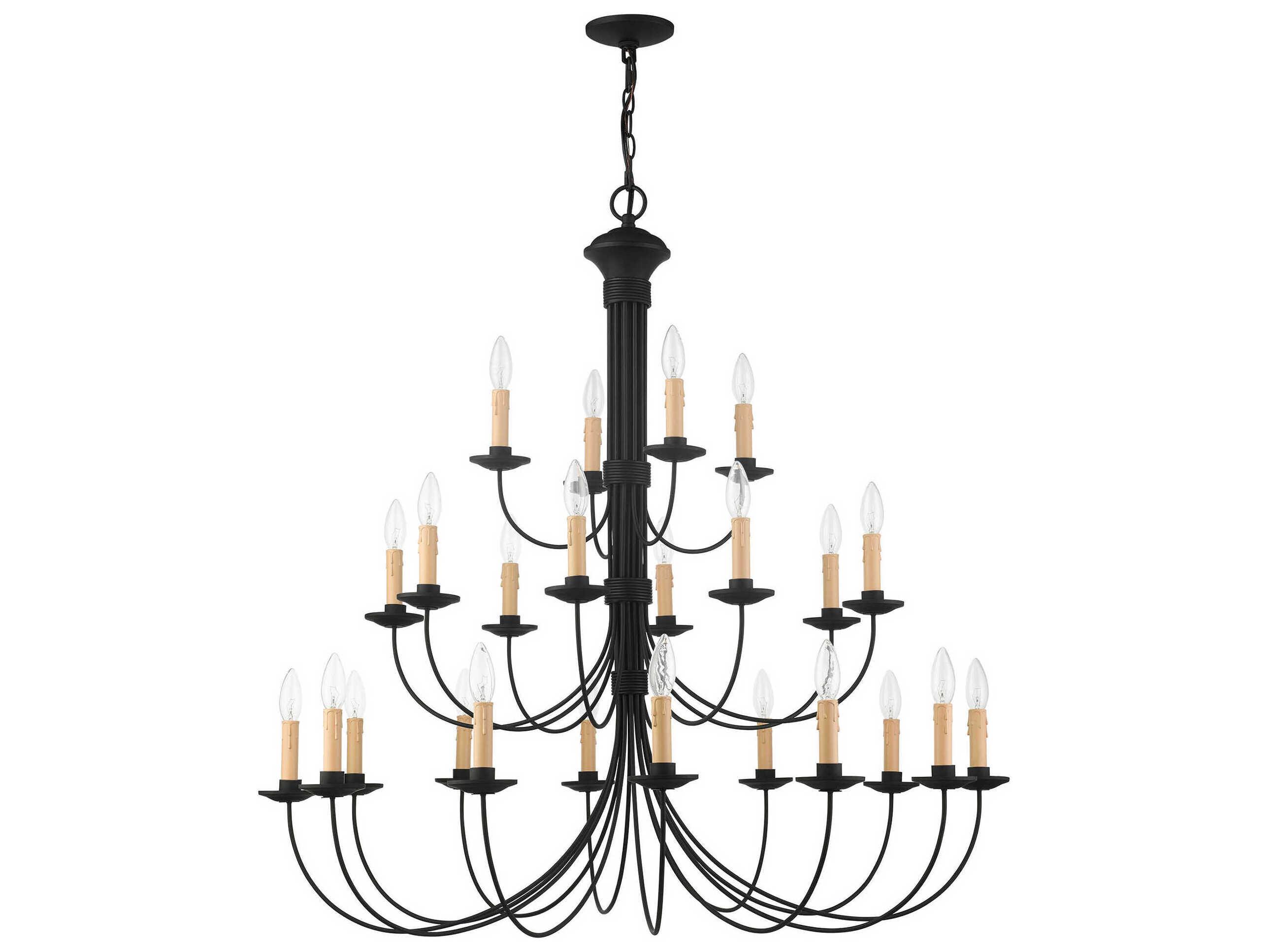 Livex Lighting Heritage 24-Light Black Candelabra Tiered Chandelier