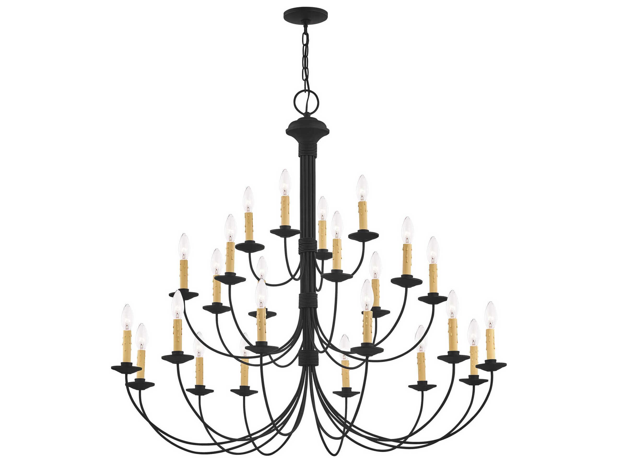 Livex Lighting Heritage 24-Light Black Candelabra Tiered Chandelier