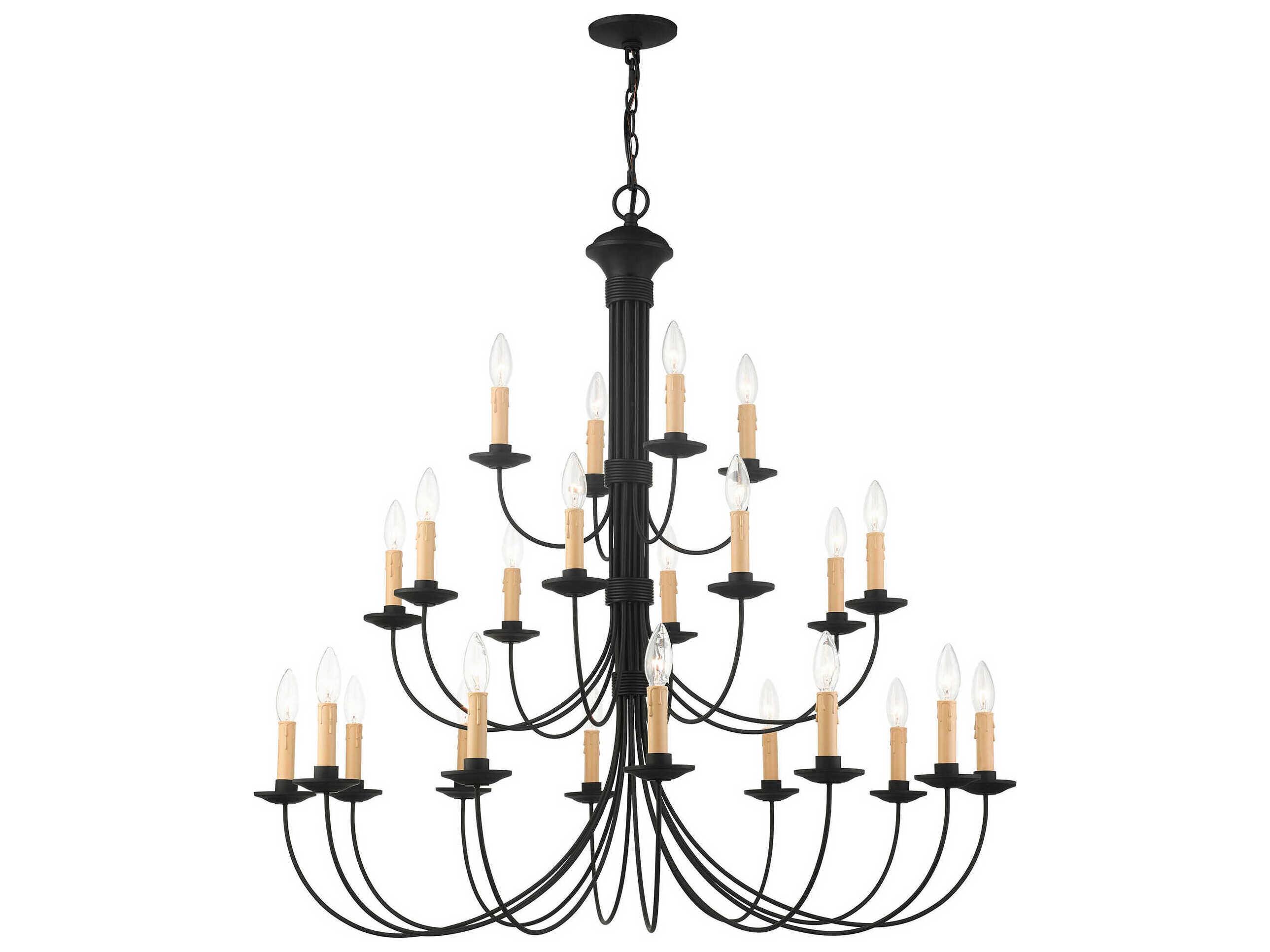 Livex Lighting Heritage 24-Light Black Candelabra Tiered Chandelier