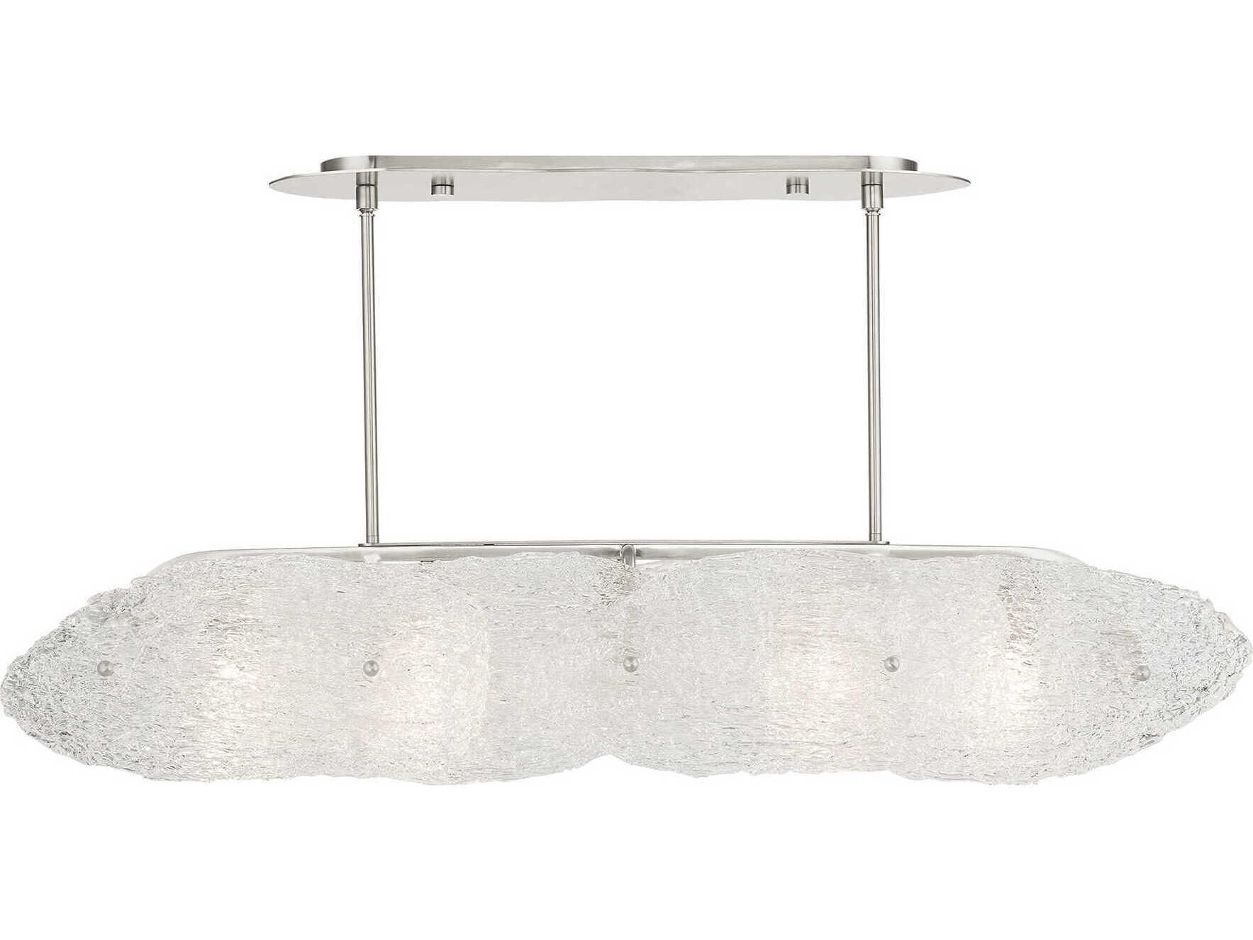 Livex Lighting Belvidere 5-Light Brushed Nickel Glass Linear Island Pendant