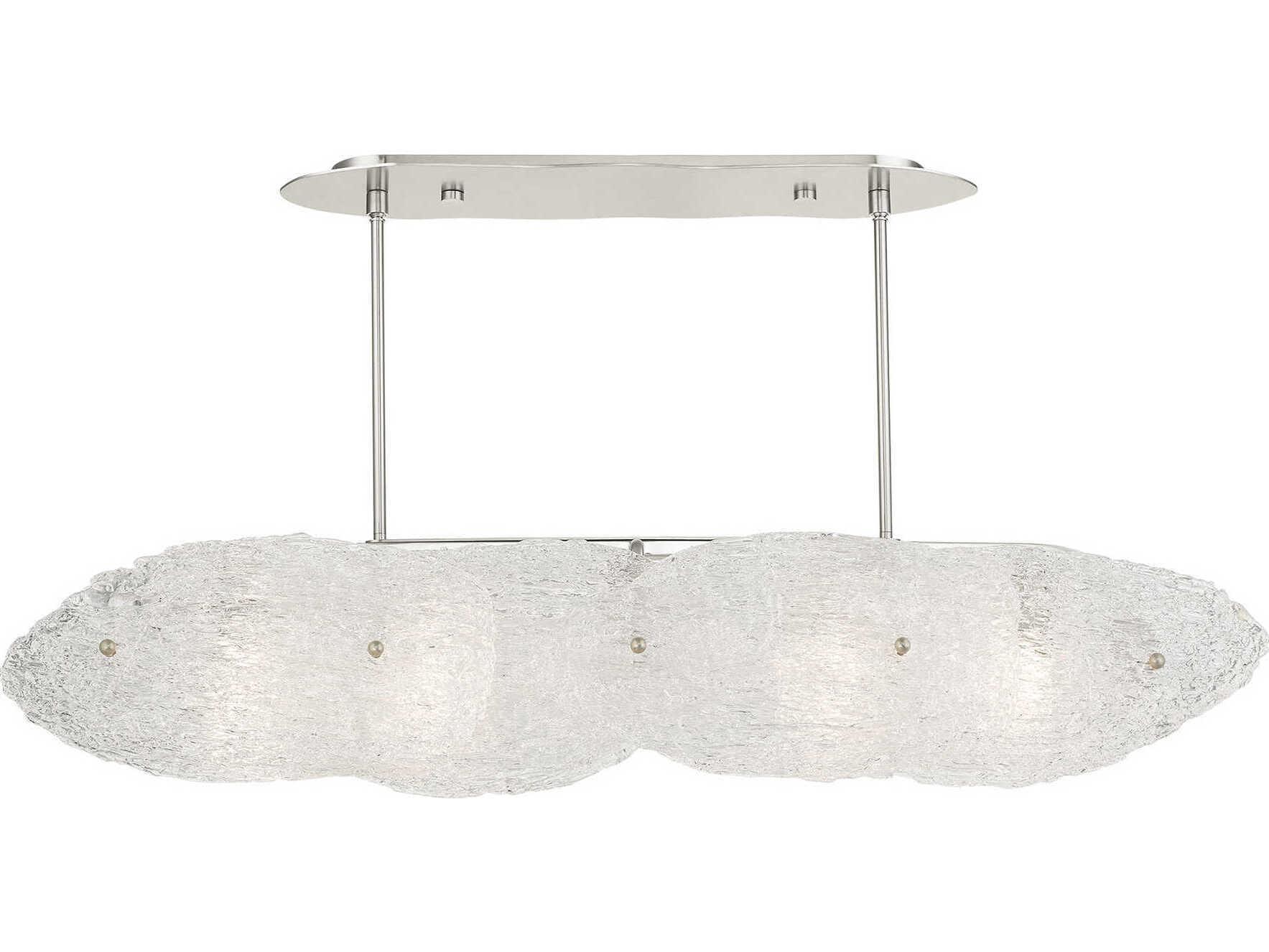 Livex Lighting Belvidere 5-Light Brushed Nickel Glass Linear Island Pendant