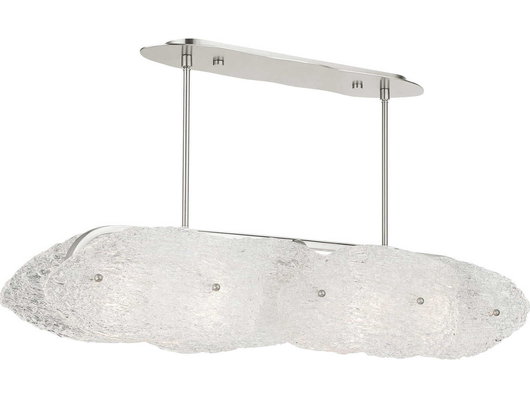 Livex Lighting Belvidere 5-Light Brushed Nickel Glass Linear Island Pendant