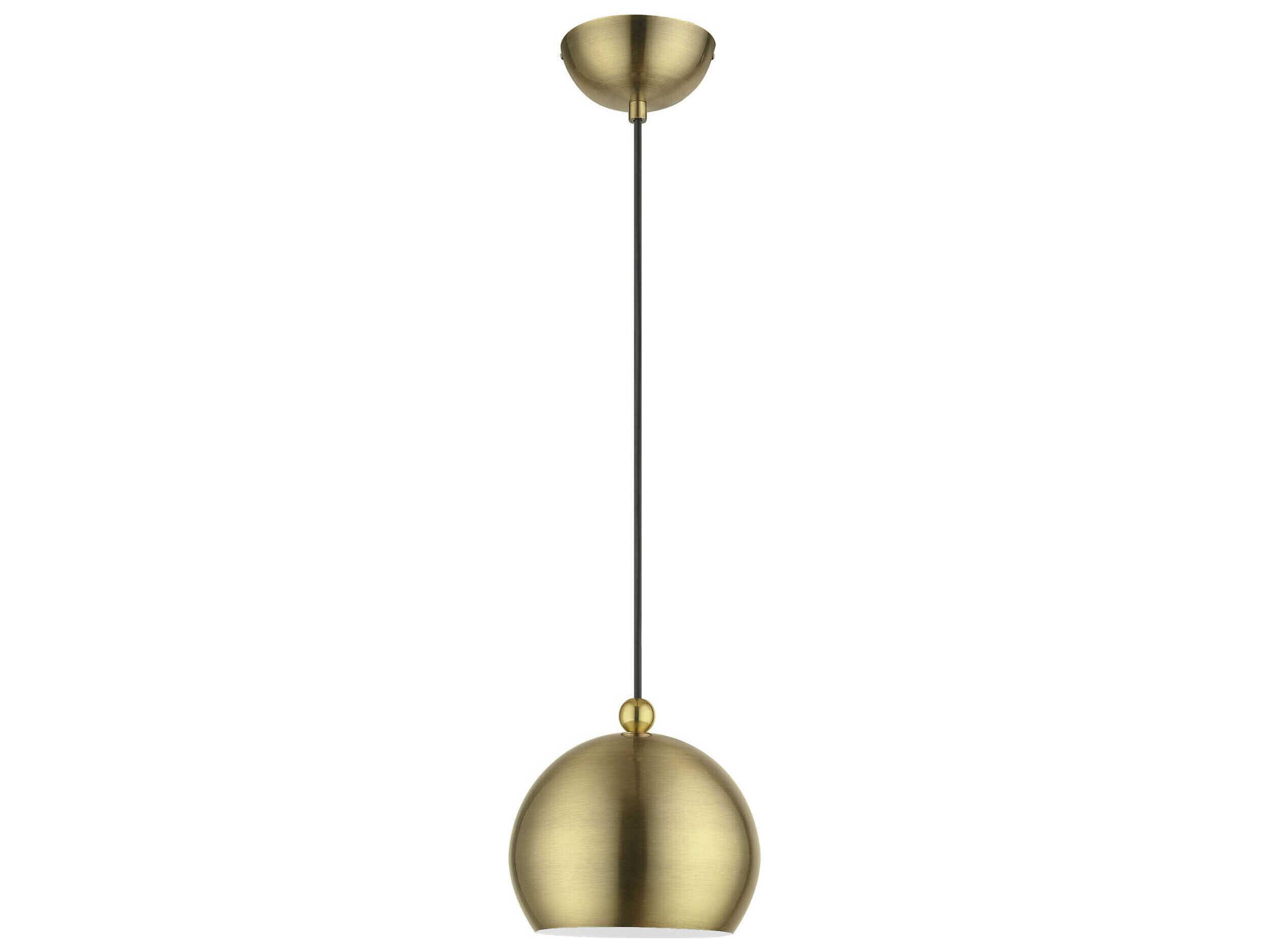 Livex Lighting Stockton 1-Light Antique Brass Polished Dome Mini Pendant