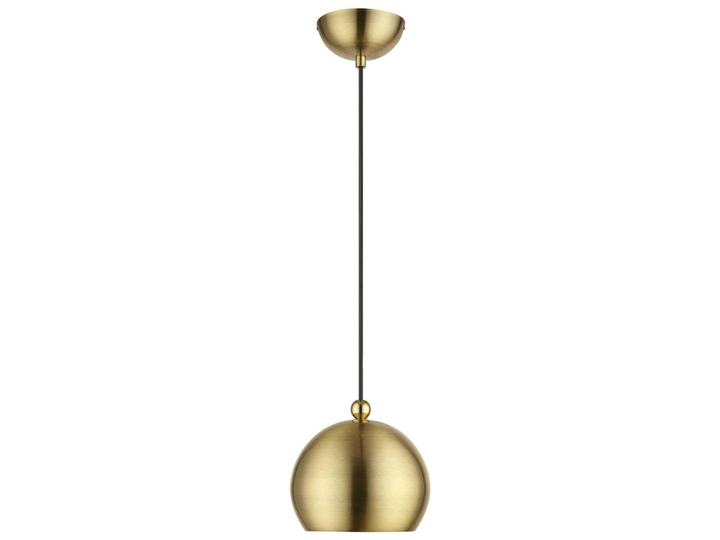 Livex Lighting Stockton 1-Light Antique Brass Polished Dome Mini Pendant