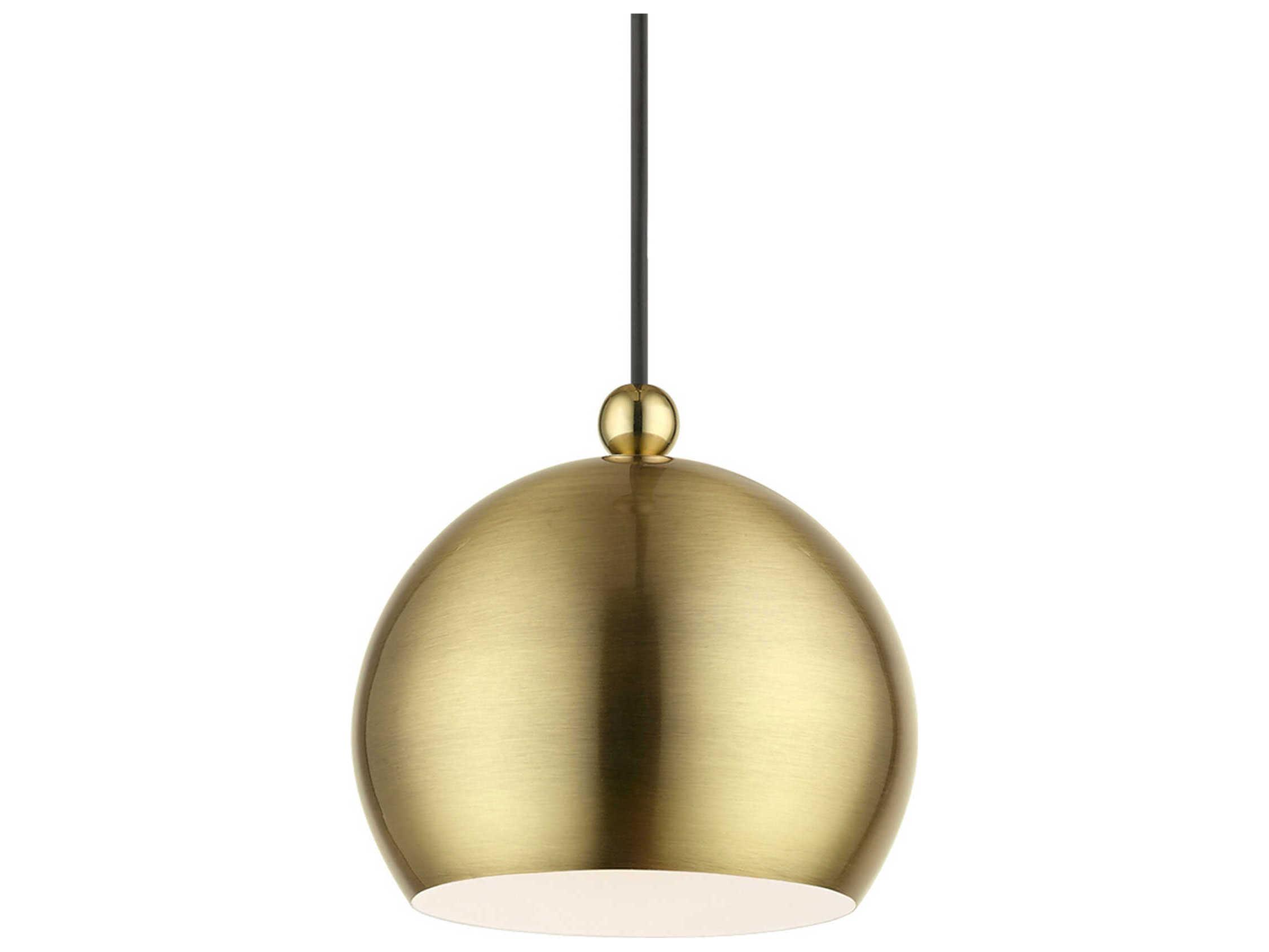 Livex Lighting Stockton 1-Light Antique Brass Polished Dome Mini Pendant