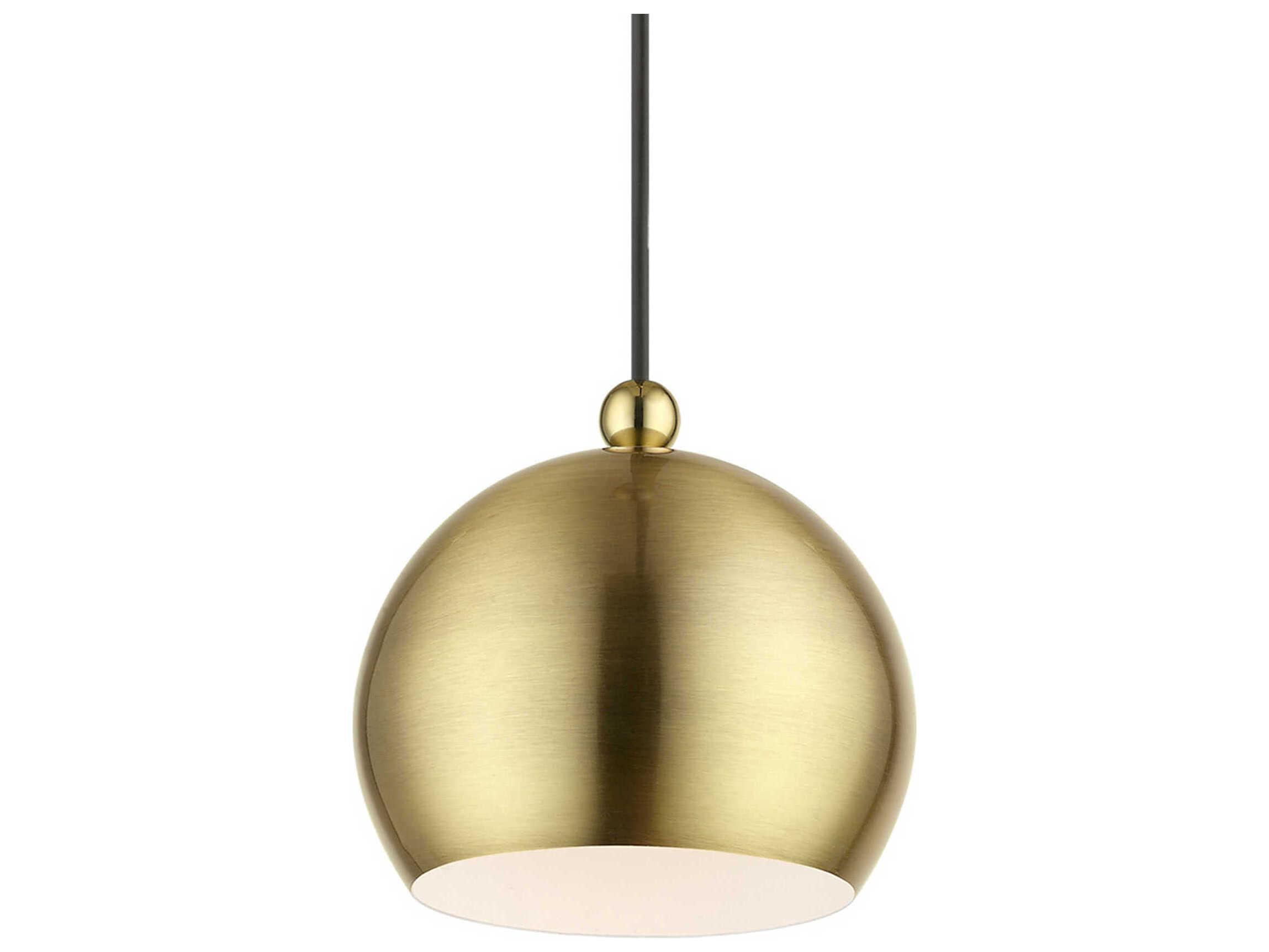 Livex Lighting Stockton 1-Light Antique Brass Polished Dome Mini Pendant