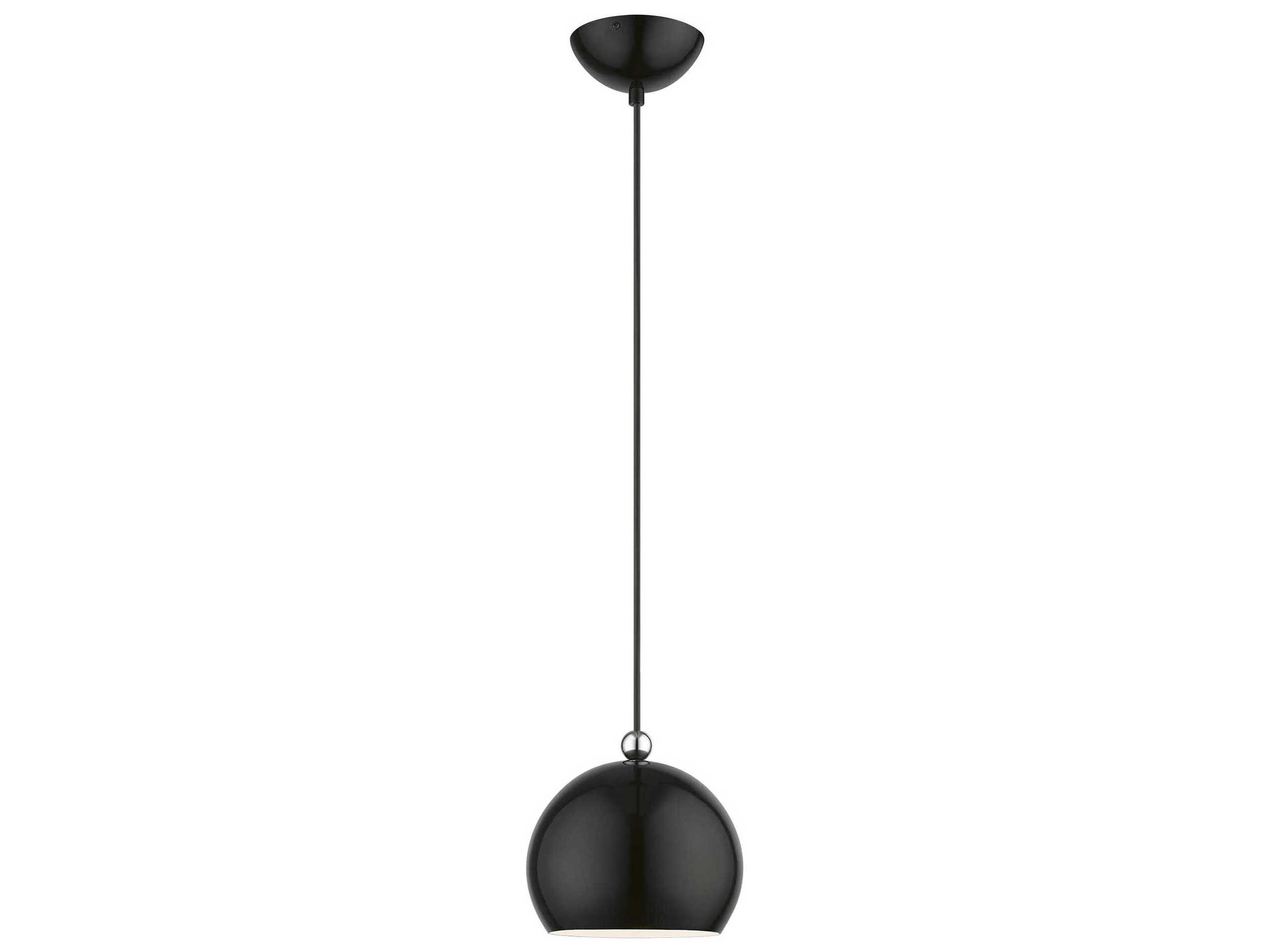 Livex Lighting Stockton 1-Light Shiny Black Polished Chrome Dome Mini Pendant