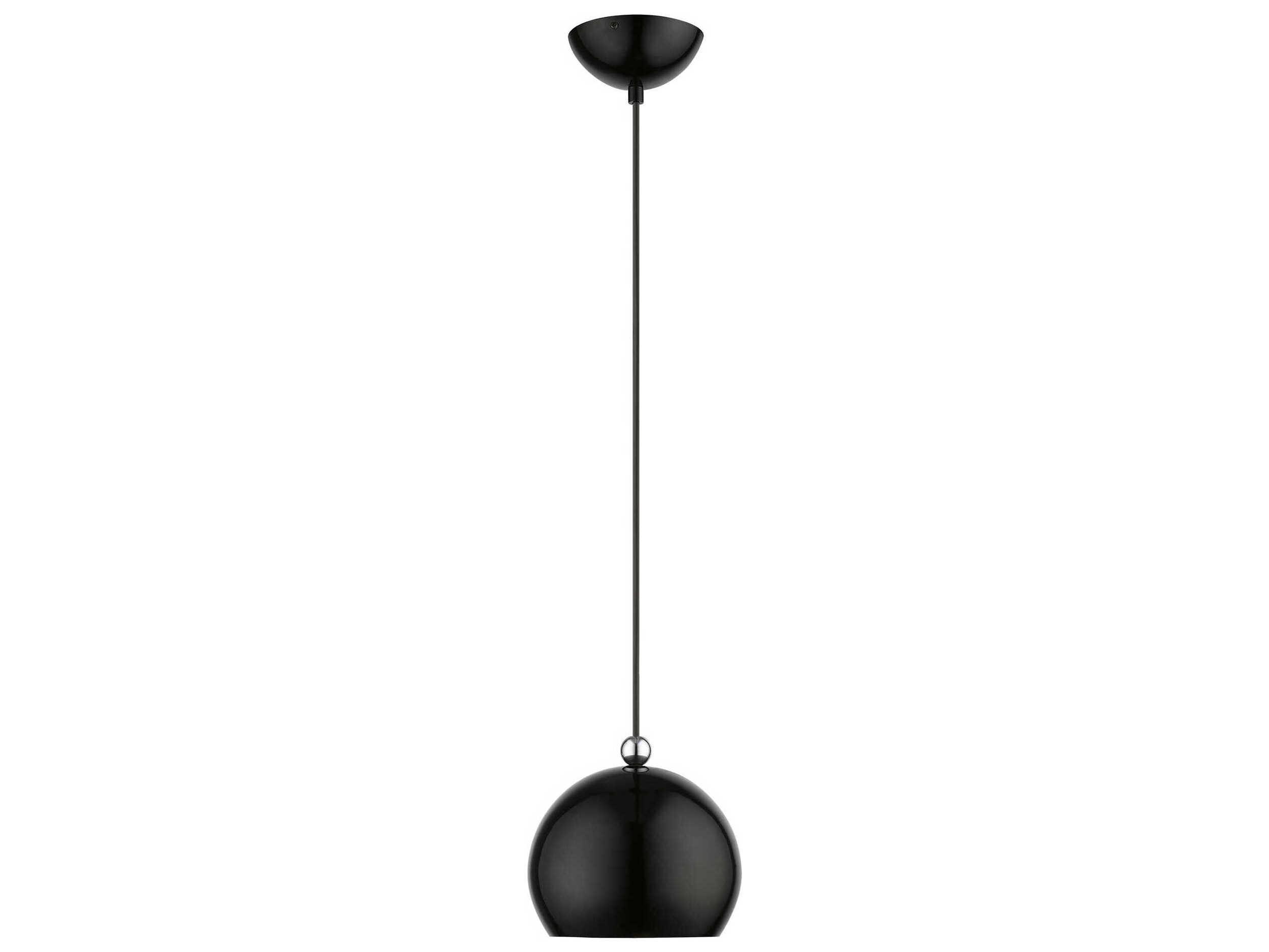 Livex Lighting Stockton 1-Light Shiny Black Polished Chrome Dome Mini Pendant
