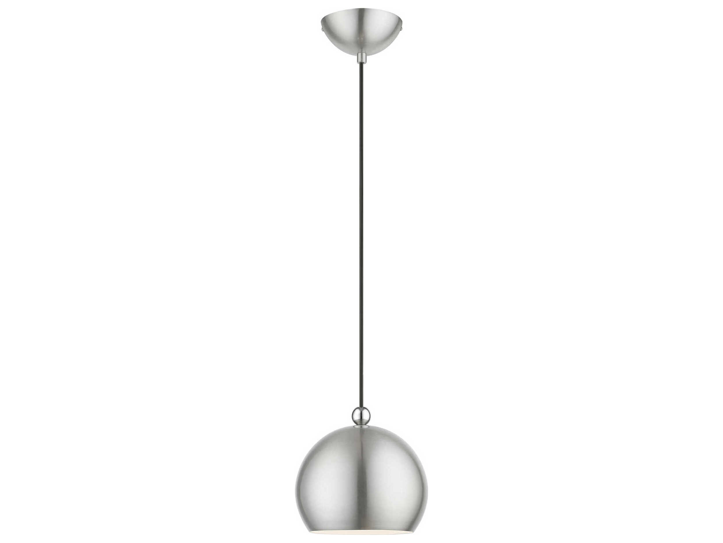 Livex Lighting Stockton 1-Light Brushed Nickel Polished Chrome Dome Mini Pendant