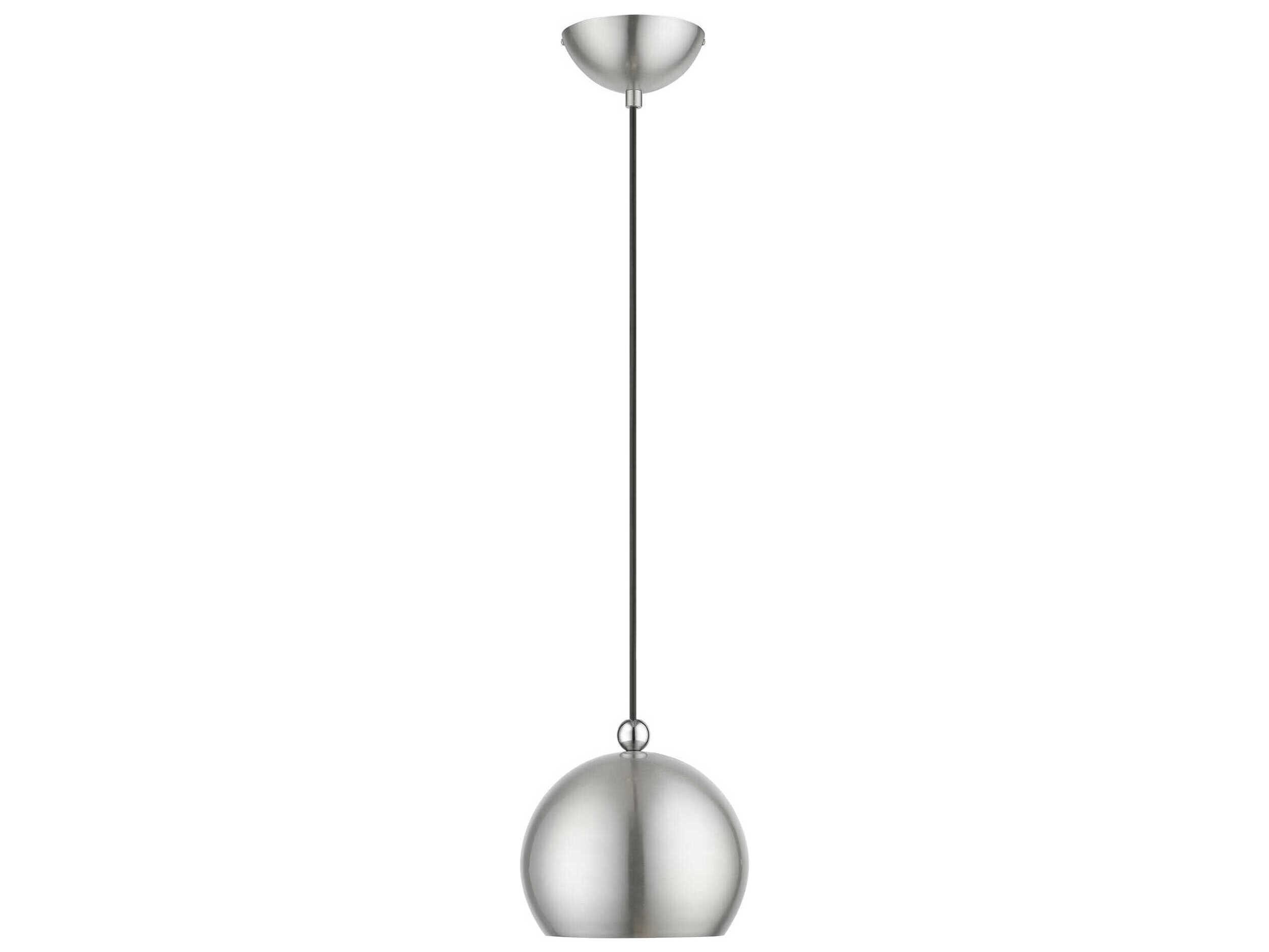 Livex Lighting Stockton 1-Light Brushed Nickel Polished Chrome Dome Mini Pendant