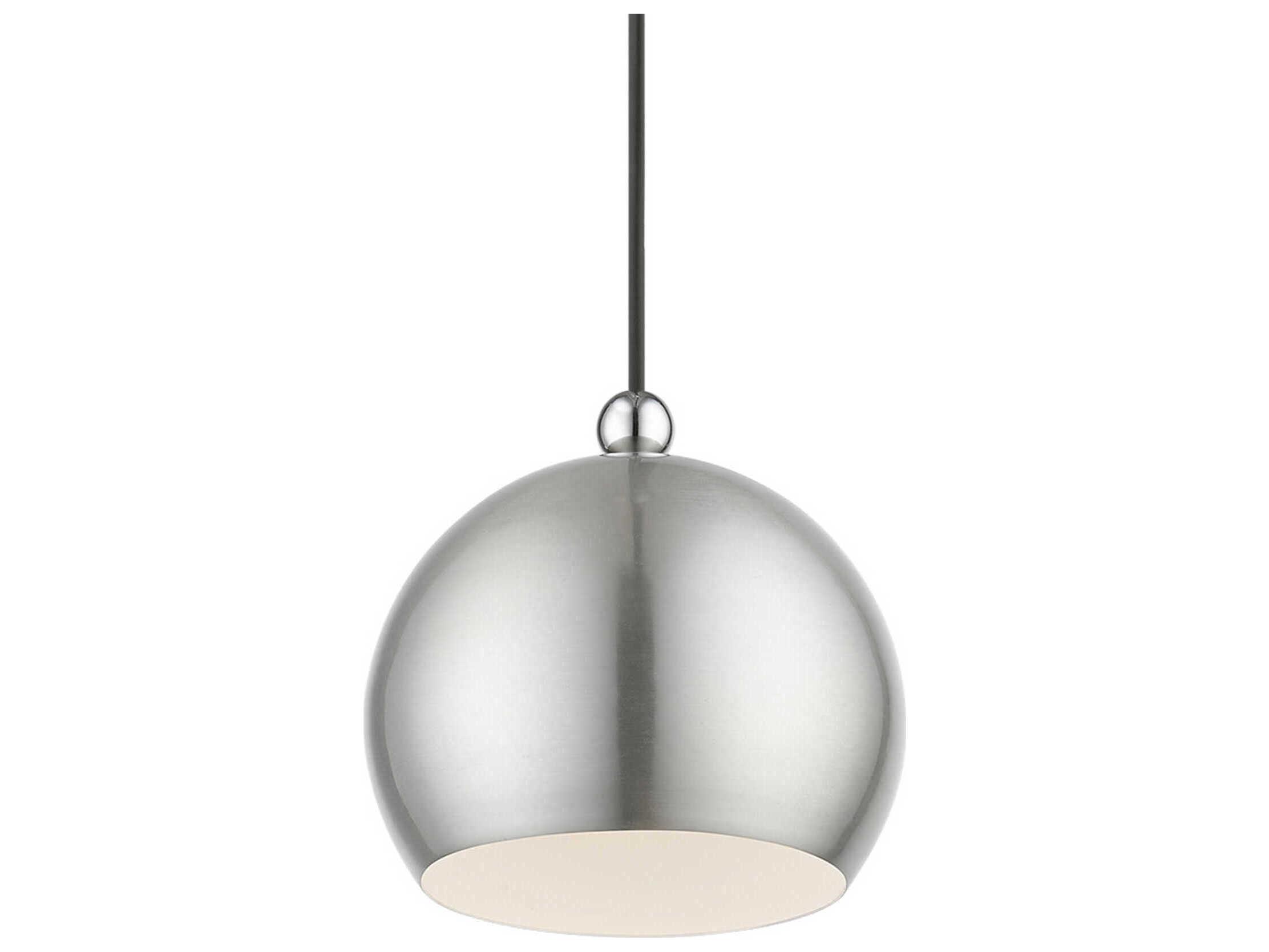 Livex Lighting Stockton 1-Light Brushed Nickel Polished Chrome Dome Mini Pendant