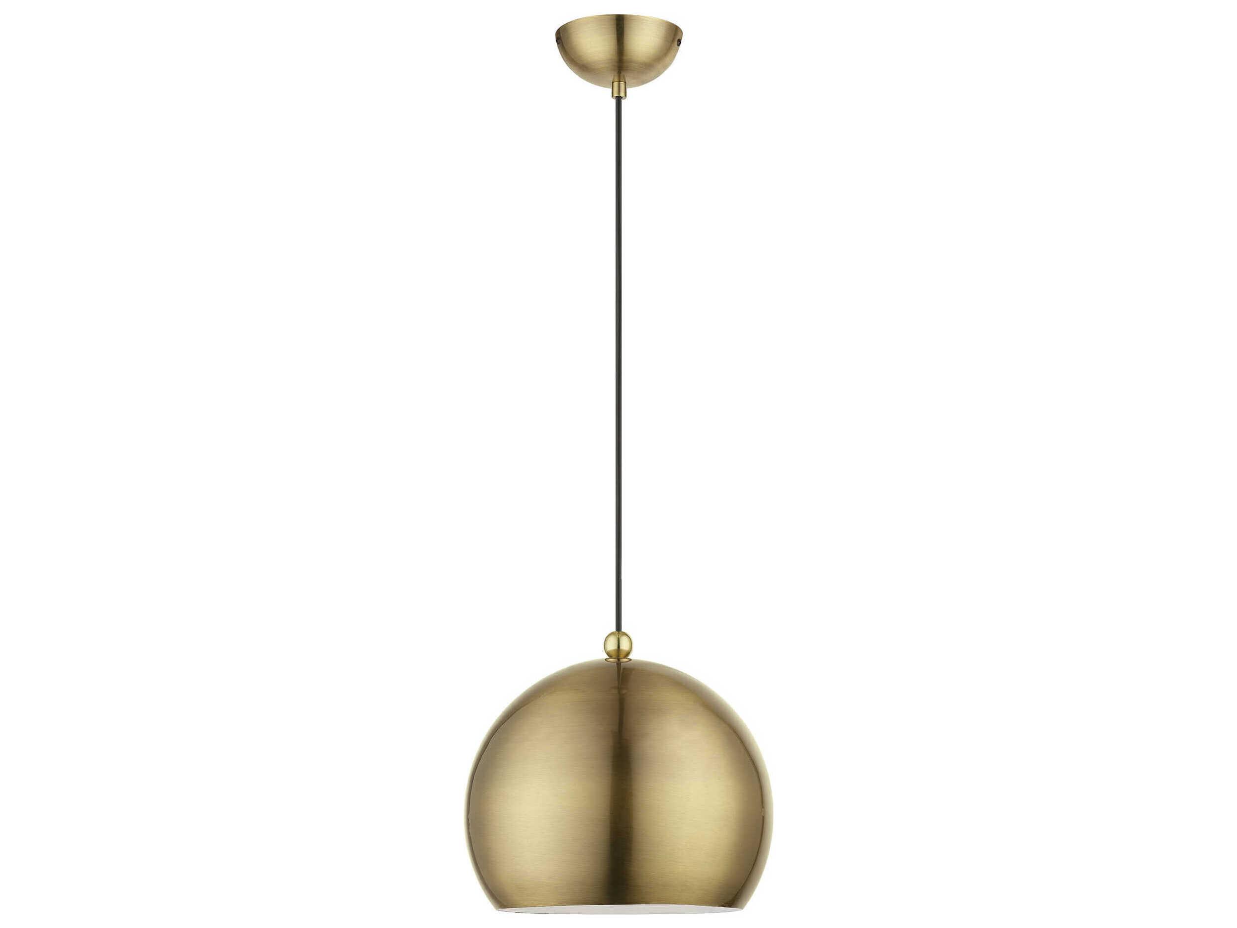 Livex Lighting Stockton 1-Light Antique Brass Polished Dome Mini Pendant