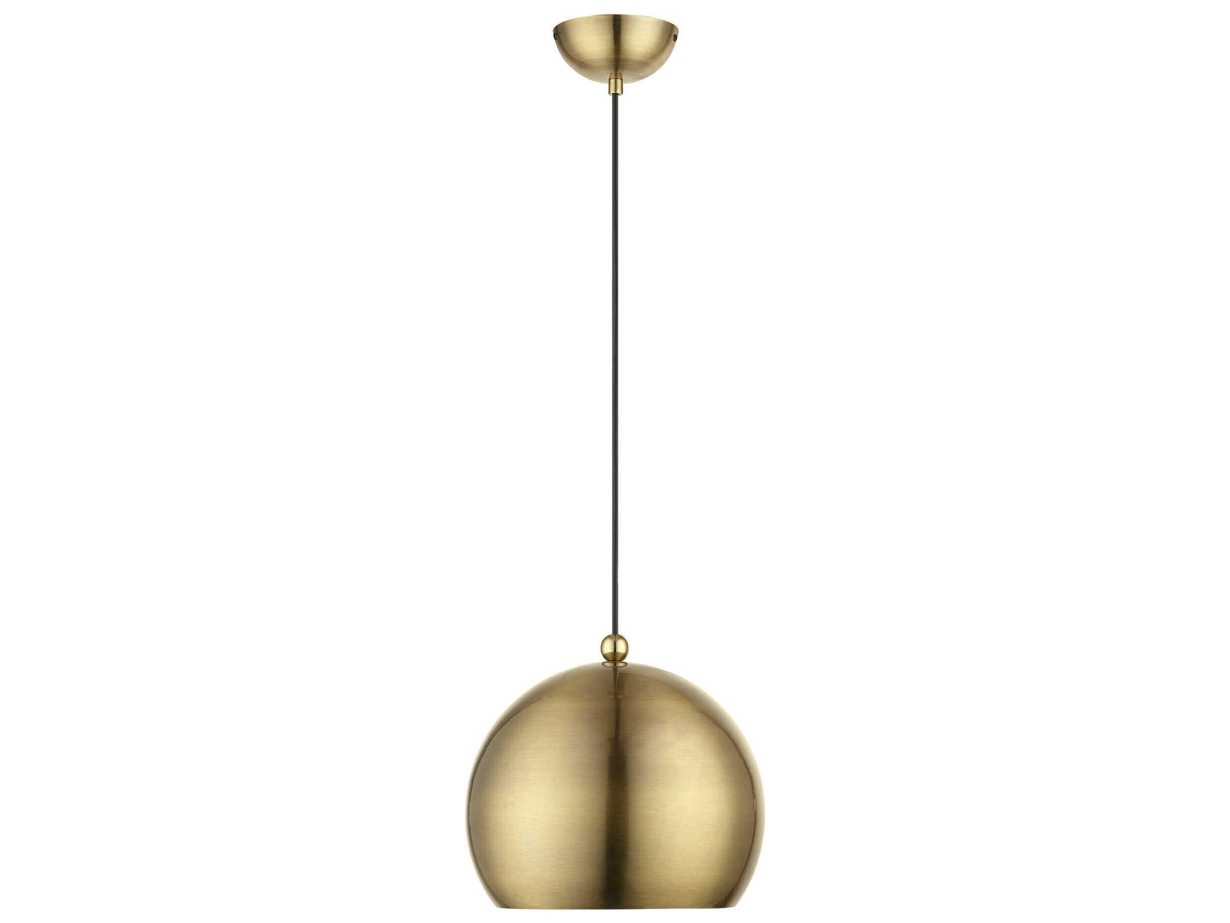 Livex Lighting Stockton 1-Light Antique Brass Polished Dome Mini Pendant