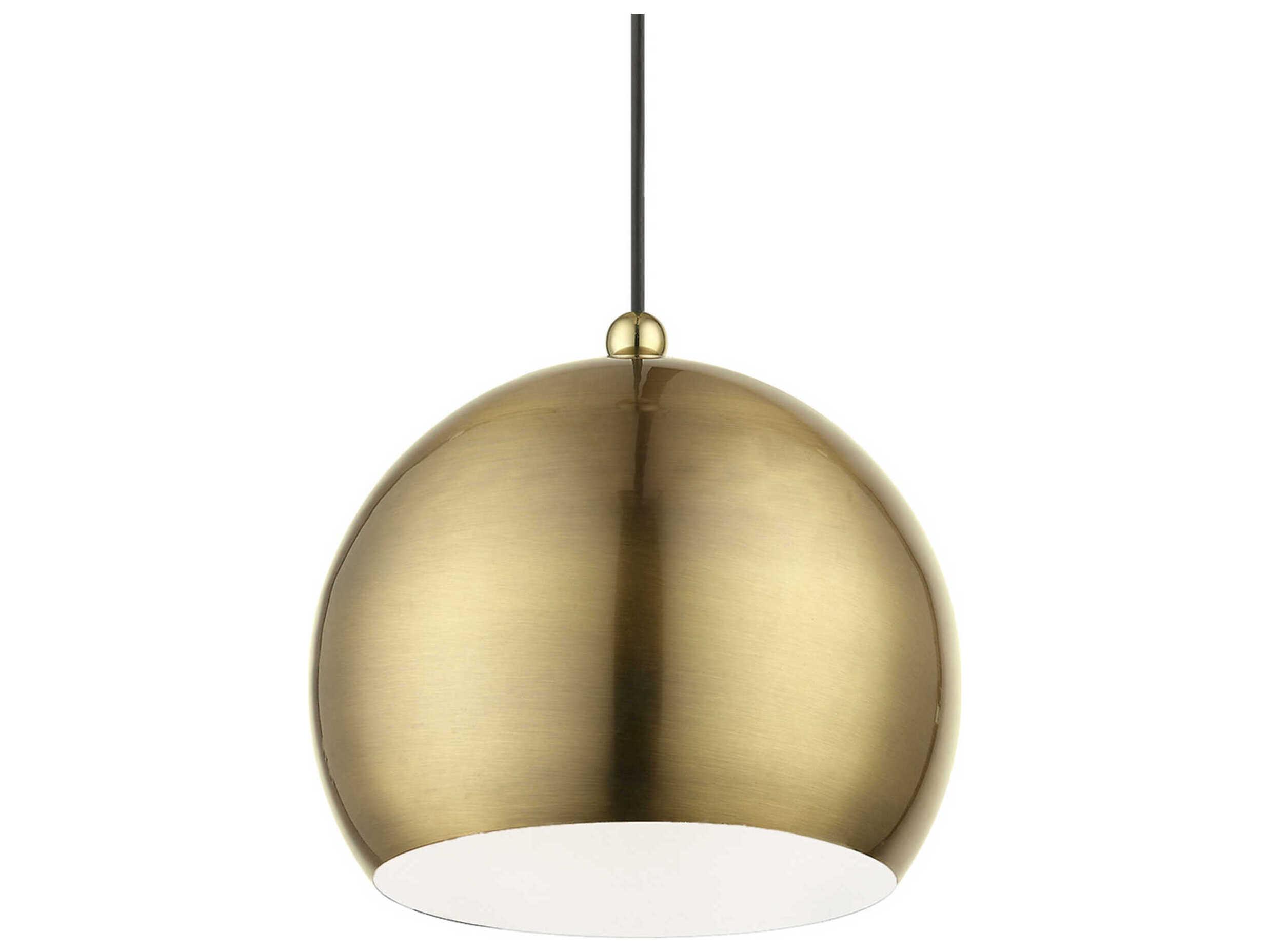 Livex Lighting Stockton 1-Light Antique Brass Polished Dome Mini Pendant