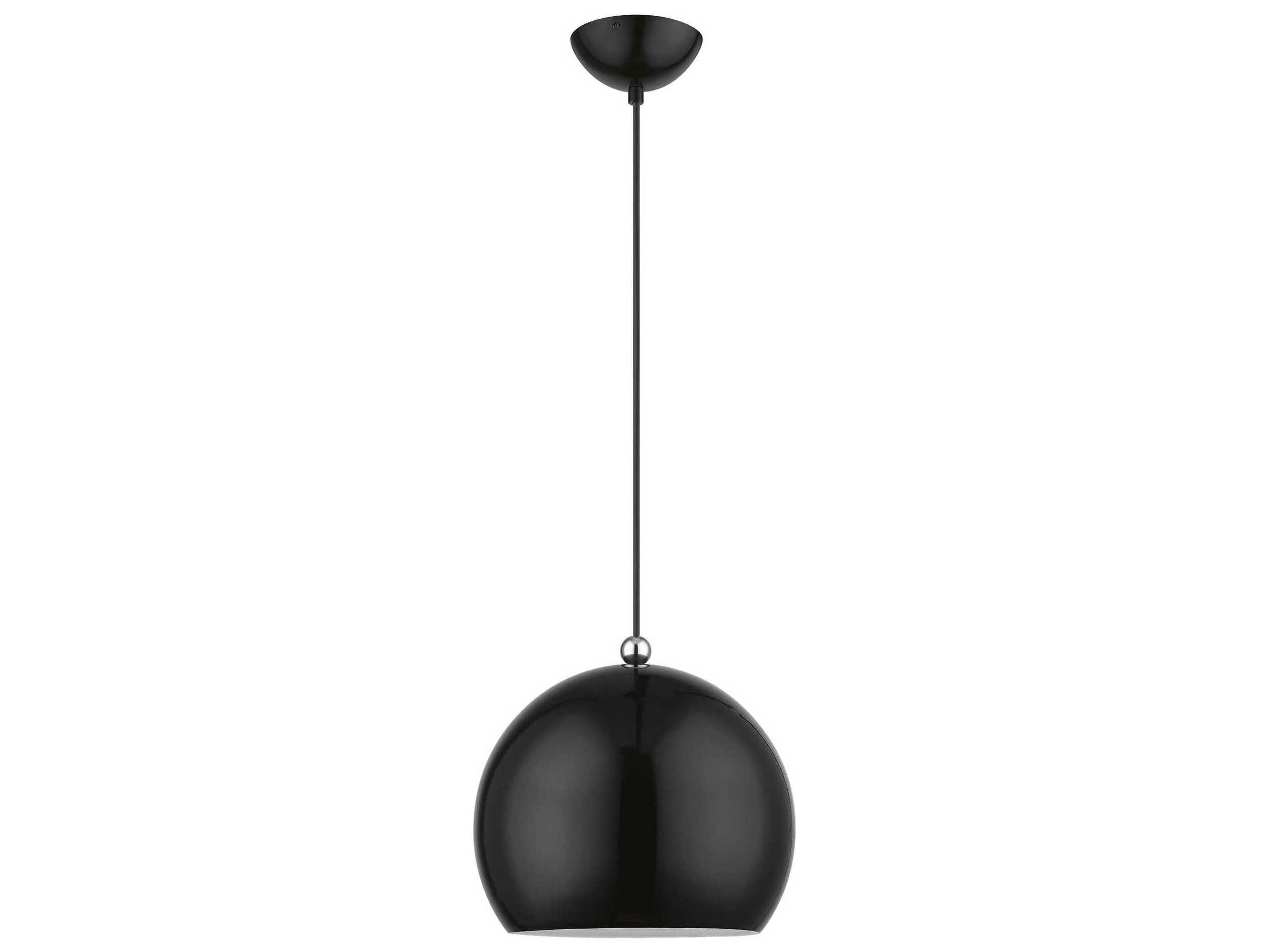 Livex Lighting Stockton 1-Light Shiny Black Polished Chrome Dome Mini Pendant