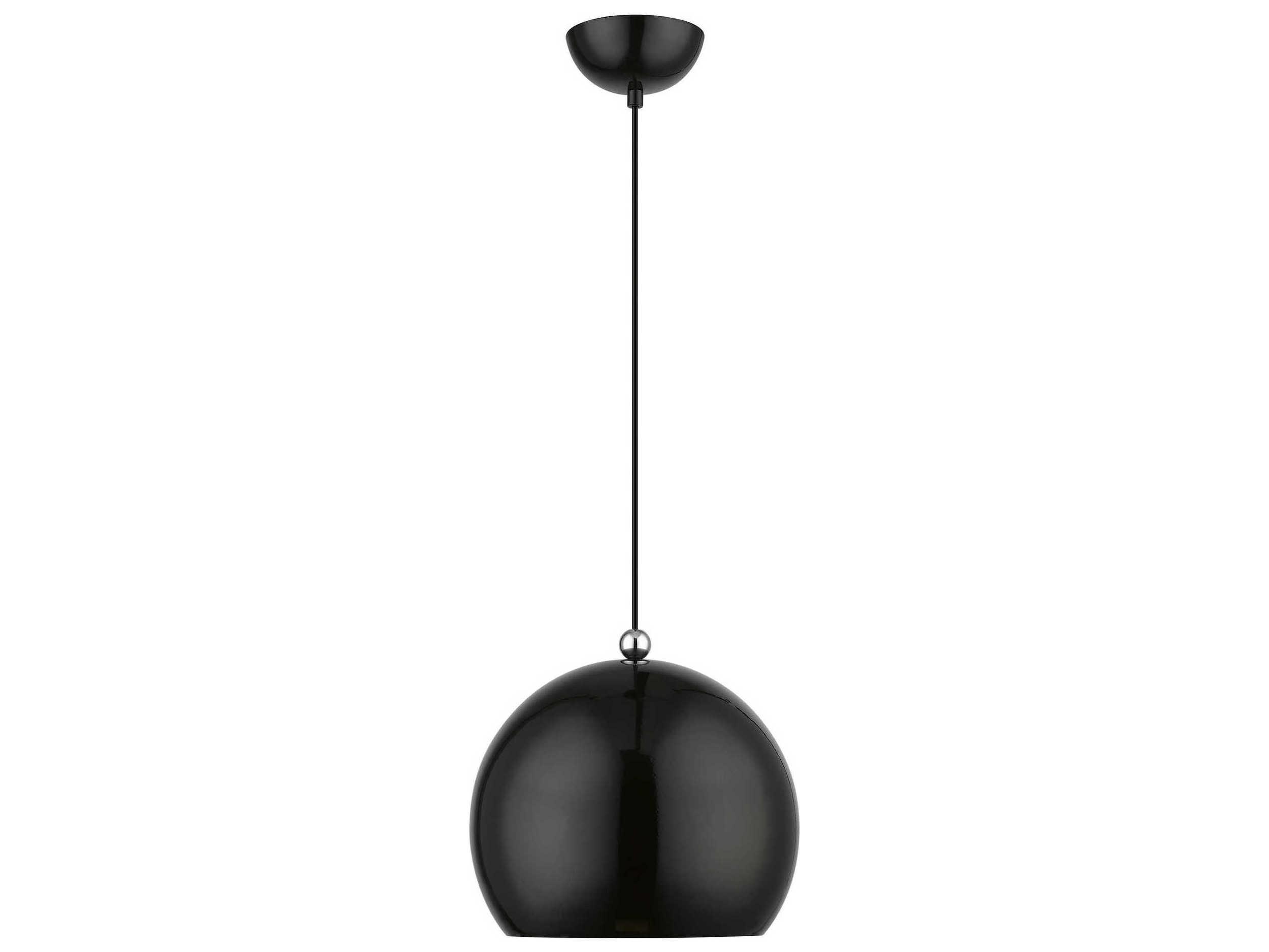 Livex Lighting Stockton 1-Light Shiny Black Polished Chrome Dome Mini Pendant