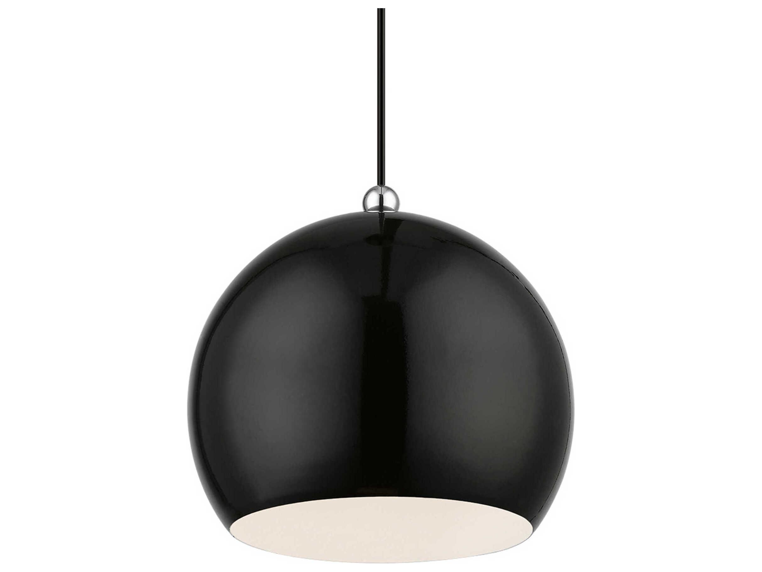 Livex Lighting Stockton 1-Light Shiny Black Polished Chrome Dome Mini Pendant