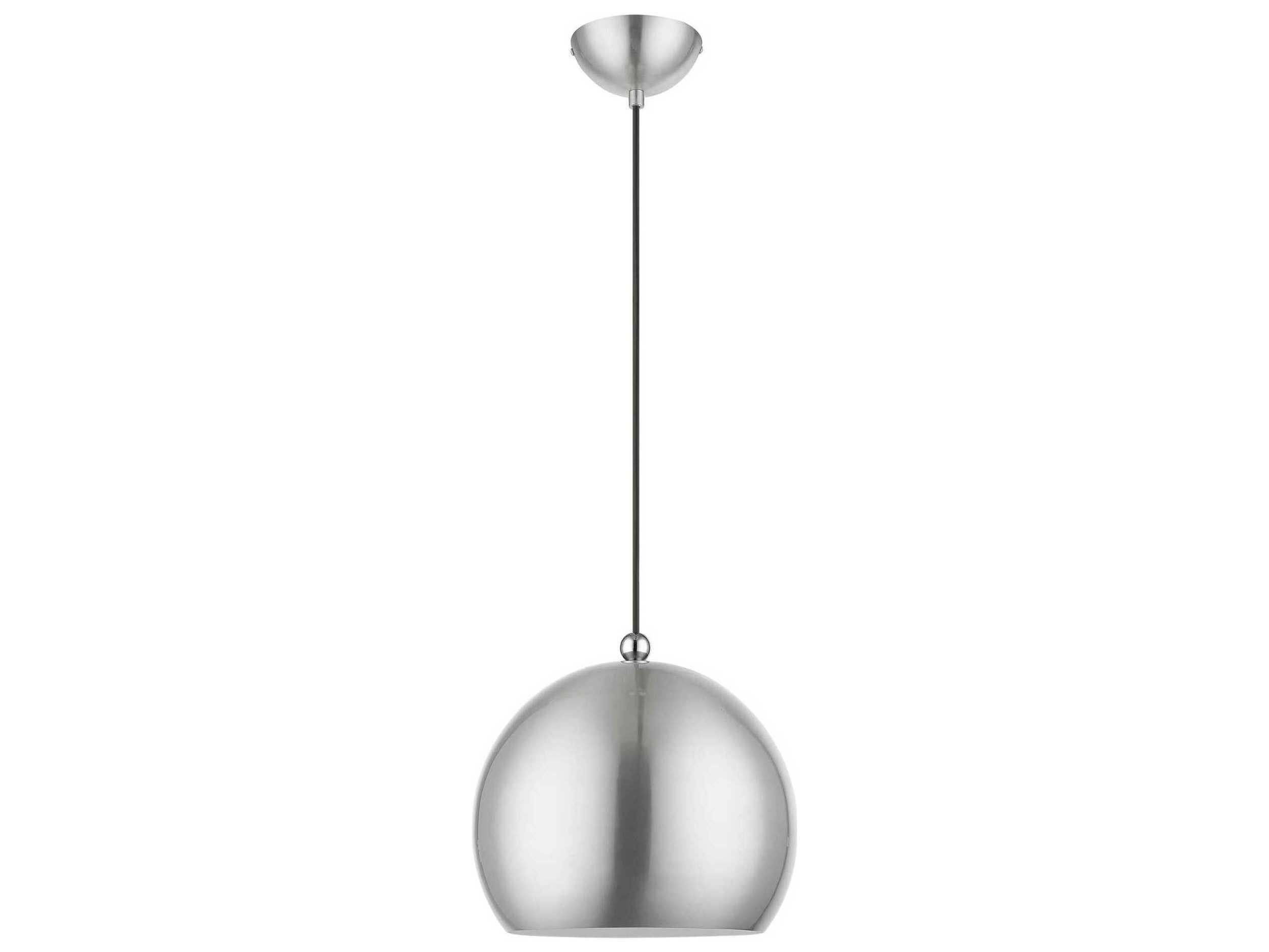 Livex Lighting Stockton 1-Light Brushed Nickel Polished Chrome Dome Mini Pendant