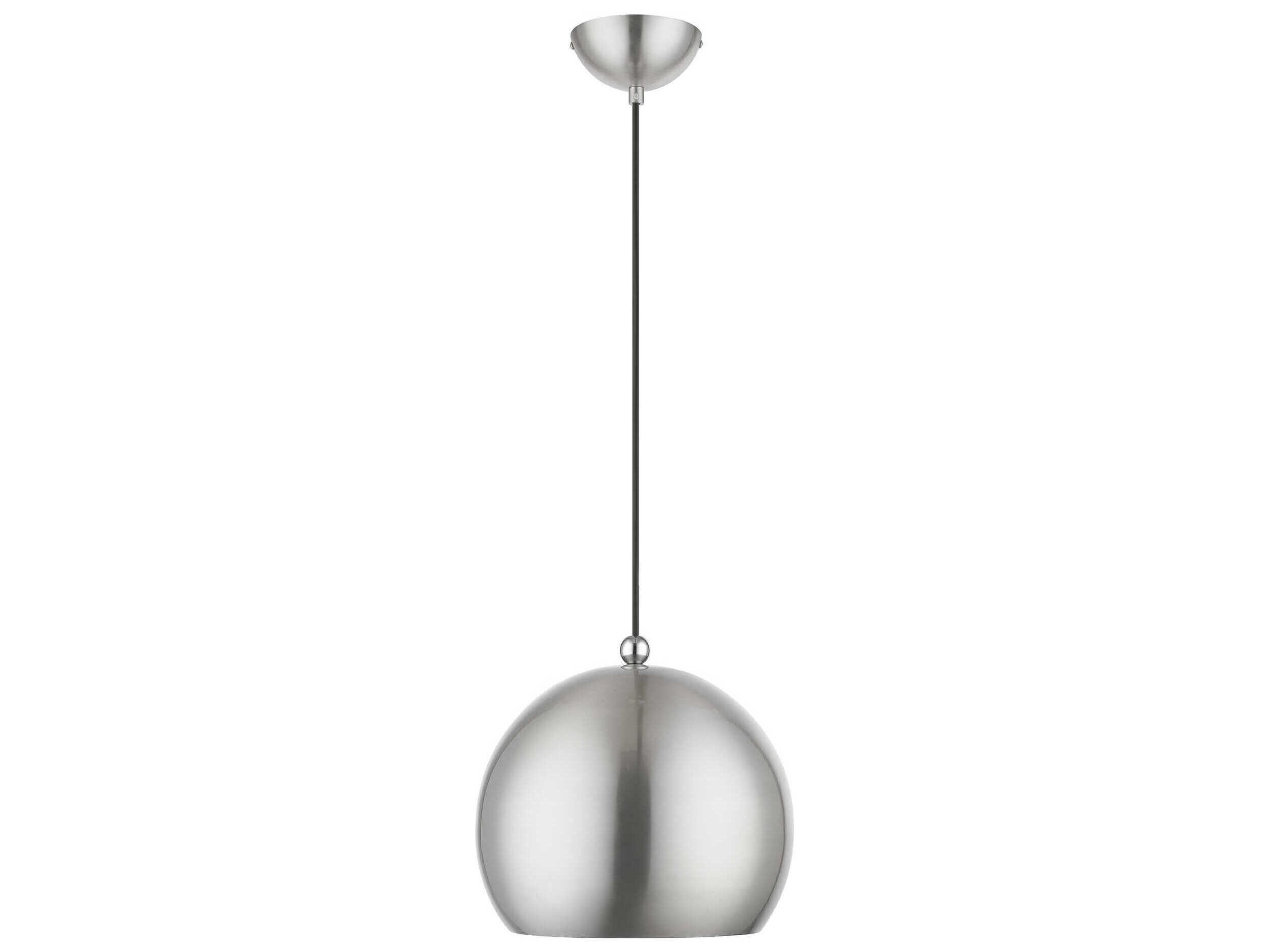 Livex Lighting Stockton 1-Light Brushed Nickel Polished Chrome Dome Mini Pendant