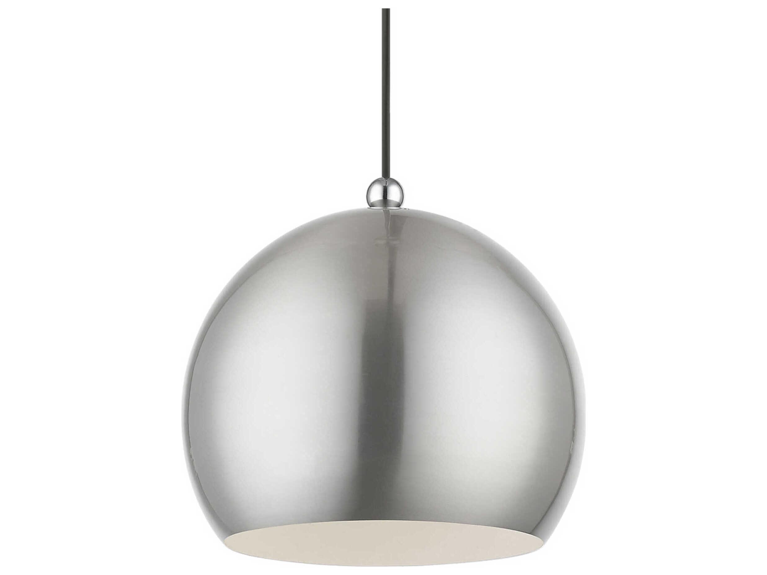 Livex Lighting Stockton 1-Light Brushed Nickel Polished Chrome Dome Mini Pendant