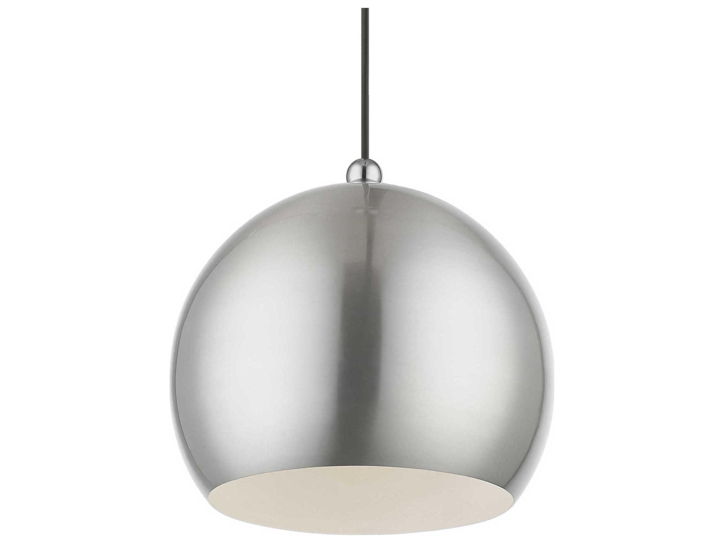 Livex Lighting Stockton 1-Light Brushed Nickel Polished Chrome Dome Mini Pendant