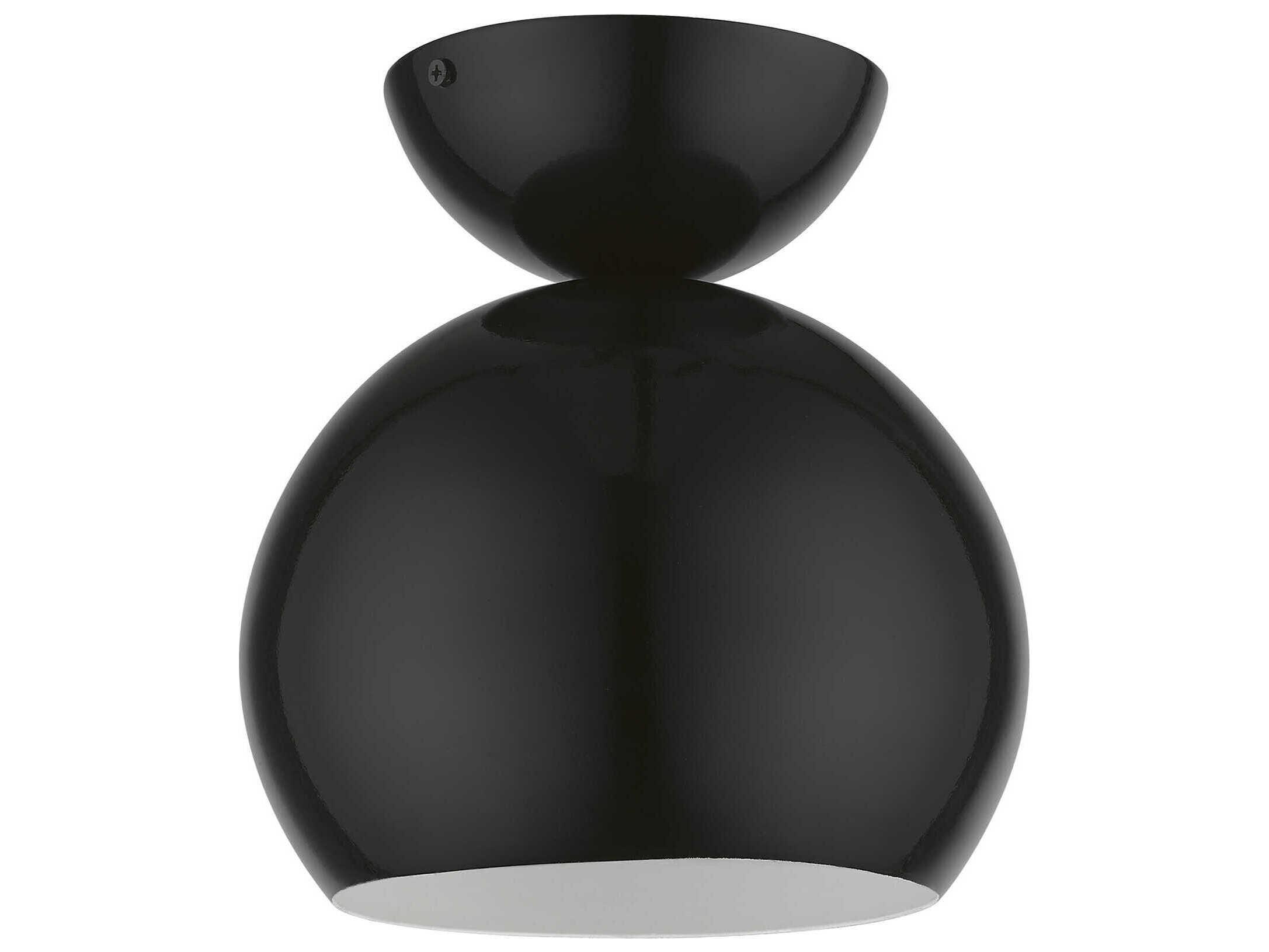 Livex Lighting Stockton 1-Light Shiny Black Dome Semi Flush Mount