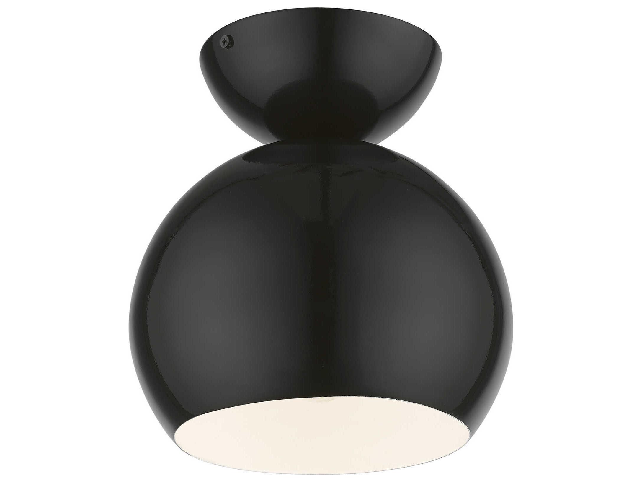Livex Lighting Stockton 1-Light Shiny Black Dome Semi Flush Mount