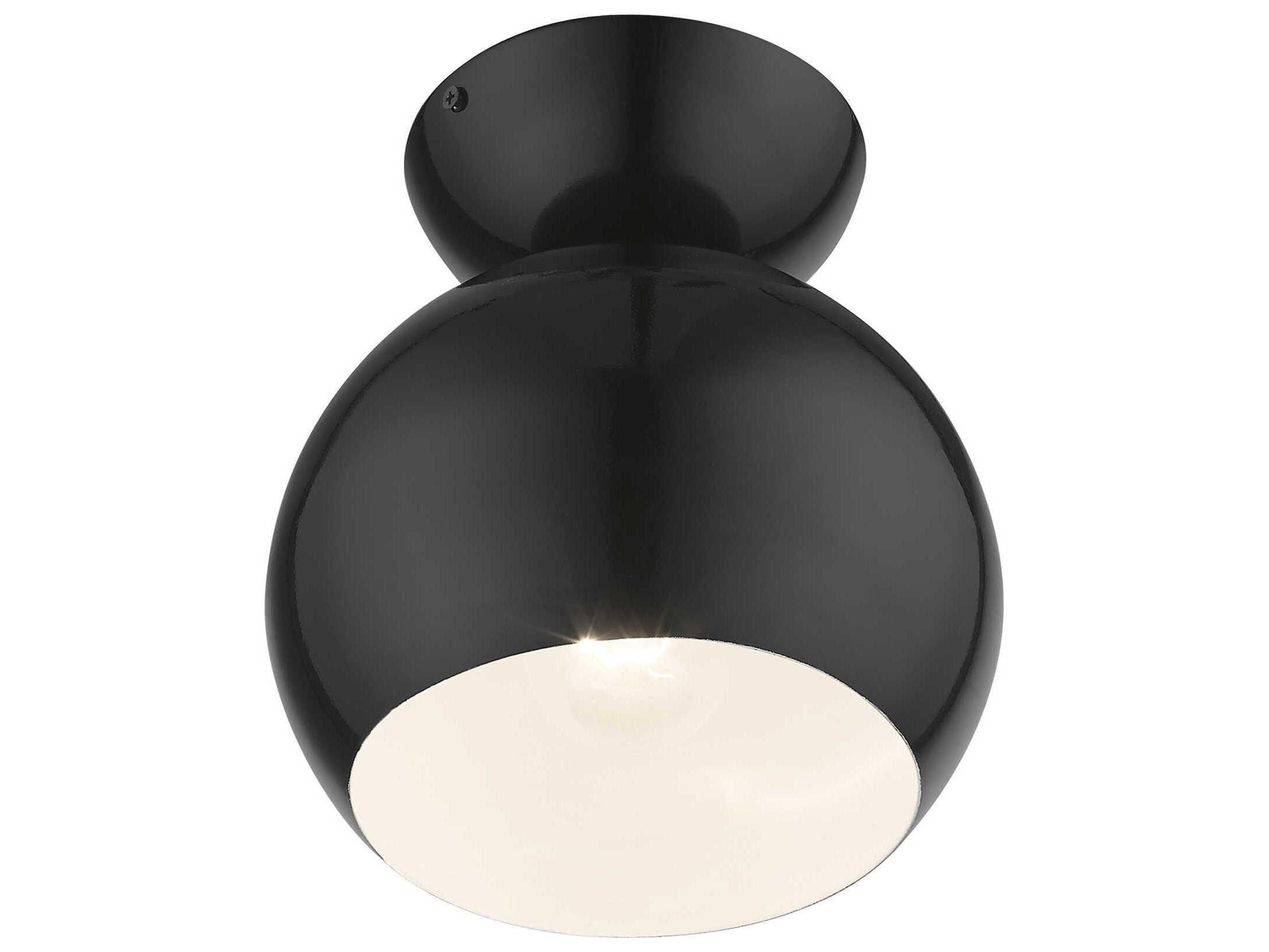 Livex Lighting Stockton 1-Light Shiny Black Dome Semi Flush Mount