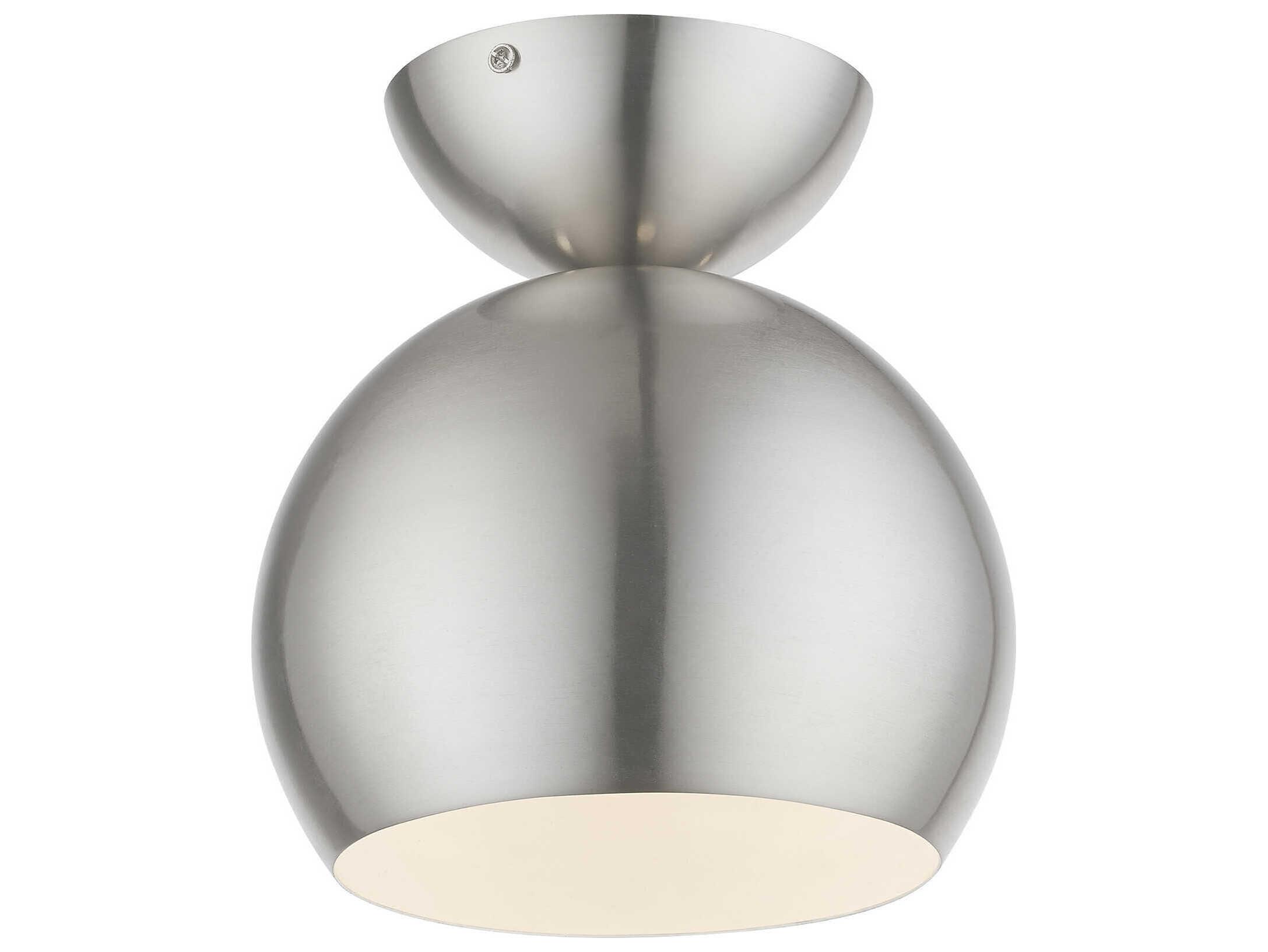 Livex Lighting Stockton 1-Light Brushed Nickel Dome Semi Flush Mount