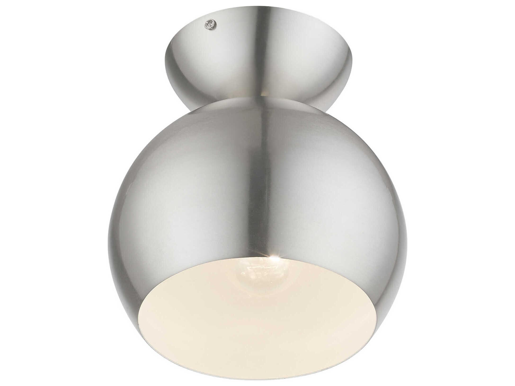 Livex Lighting Stockton 1-Light Brushed Nickel Dome Semi Flush Mount