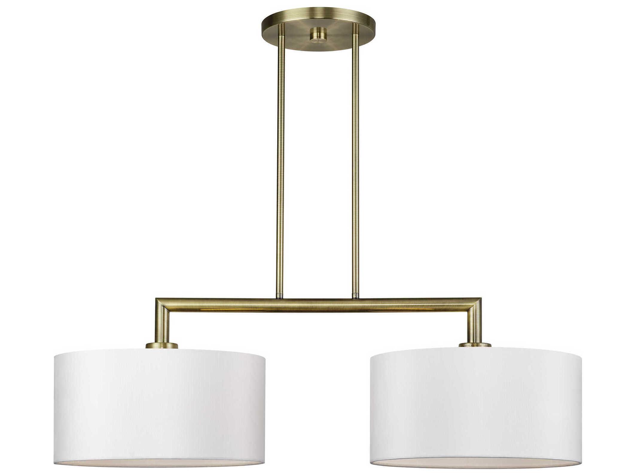 Livex Lighting Meridian 2-Light Antique Brass Drum Island Pendant