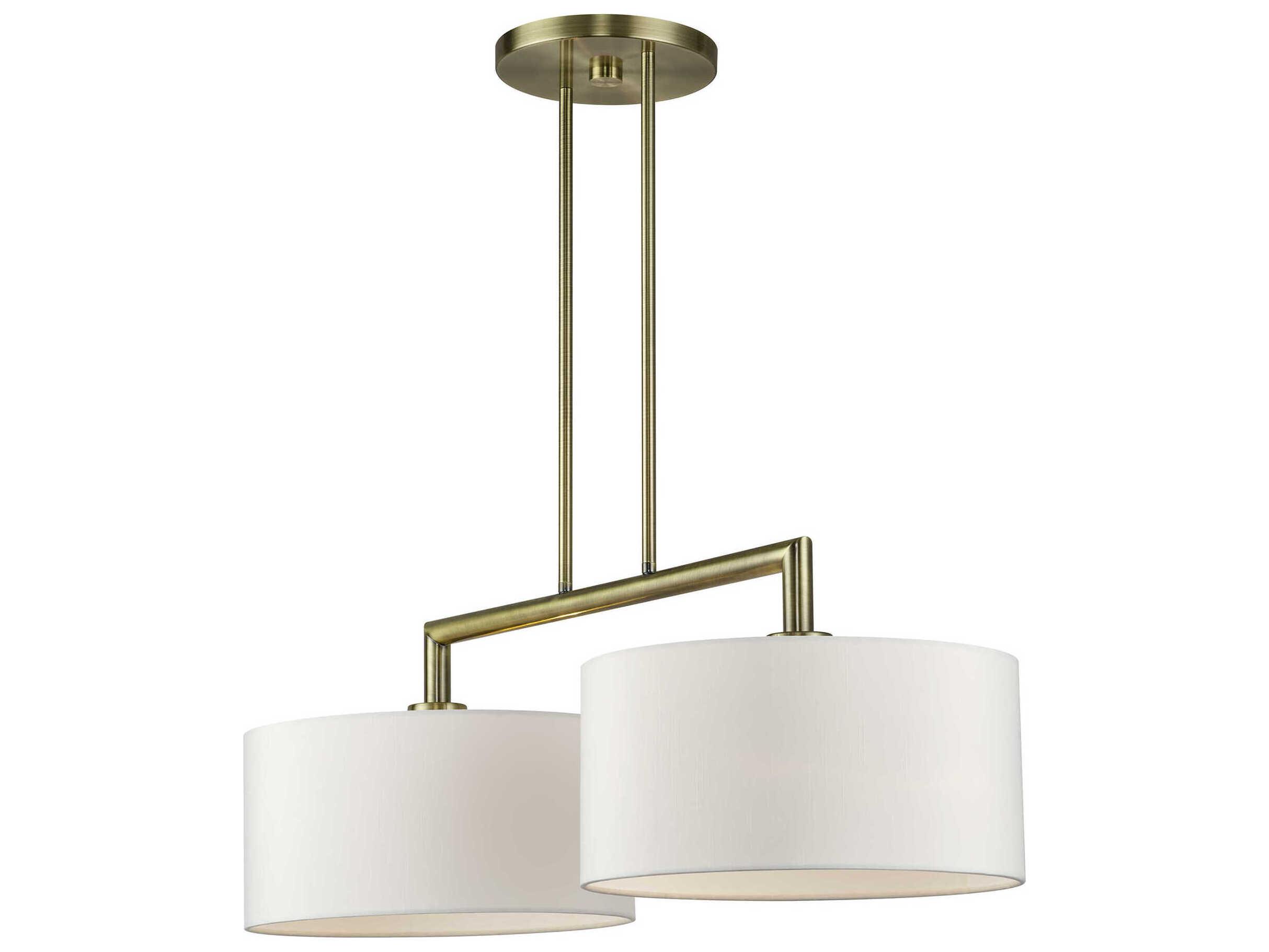 Livex Lighting Meridian 2-Light Antique Brass Drum Island Pendant