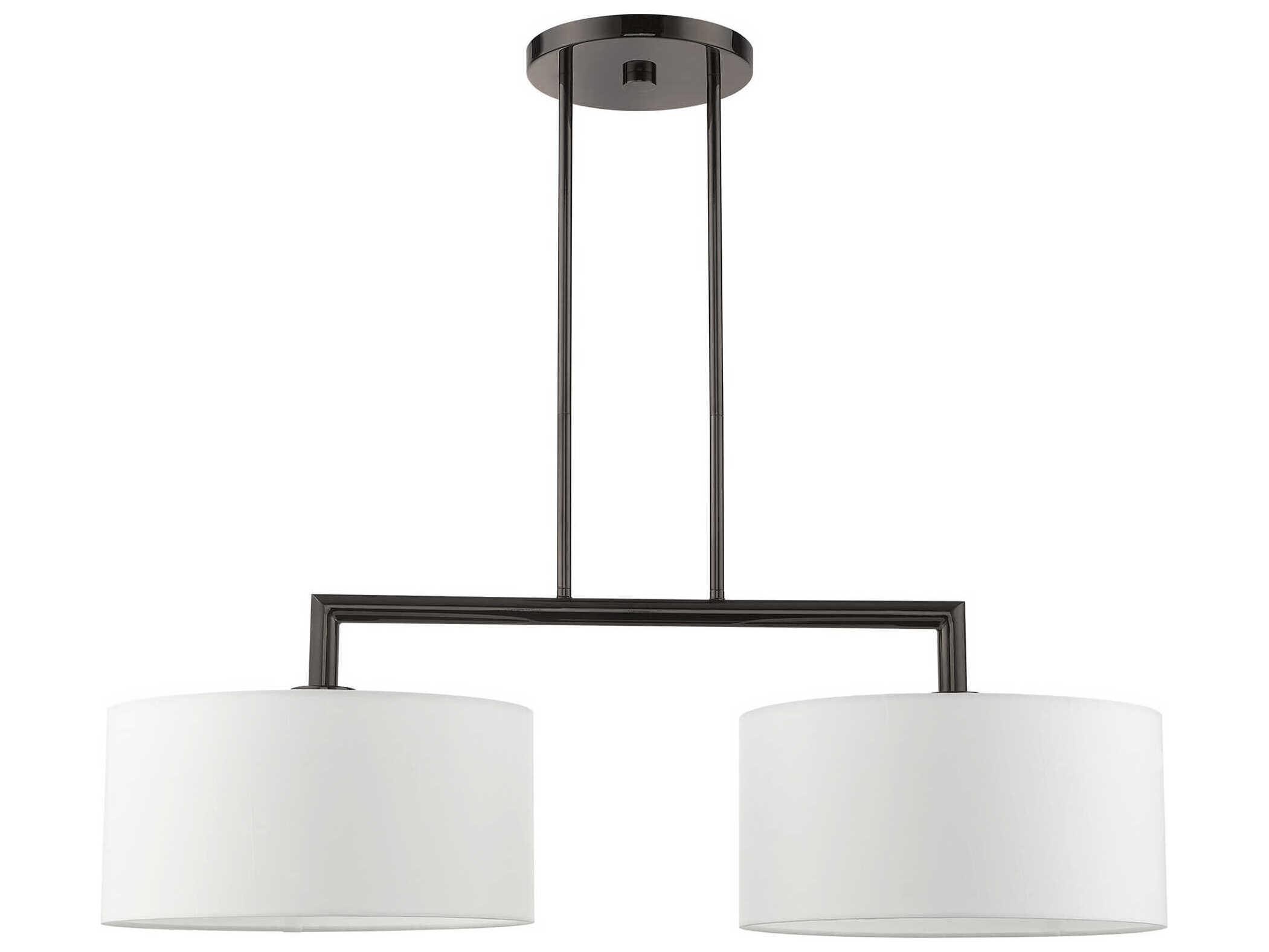Livex Lighting Meridian 2-Light Black Chrome Drum Island Pendant