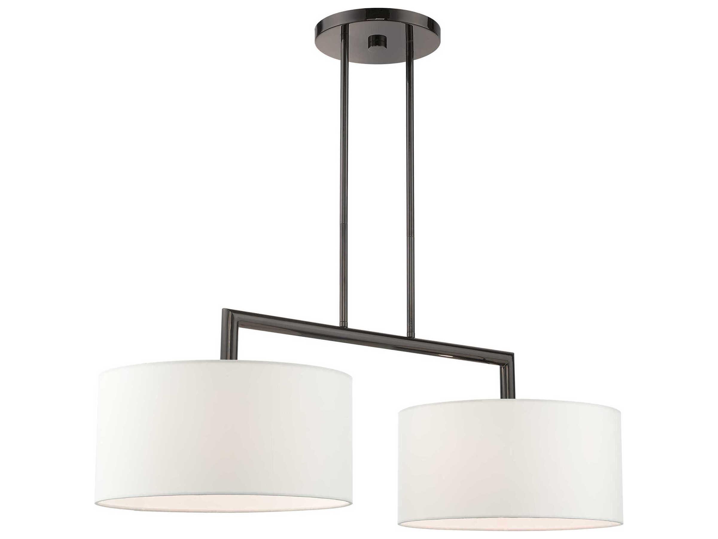 Livex Lighting Meridian 2-Light Black Chrome Drum Island Pendant
