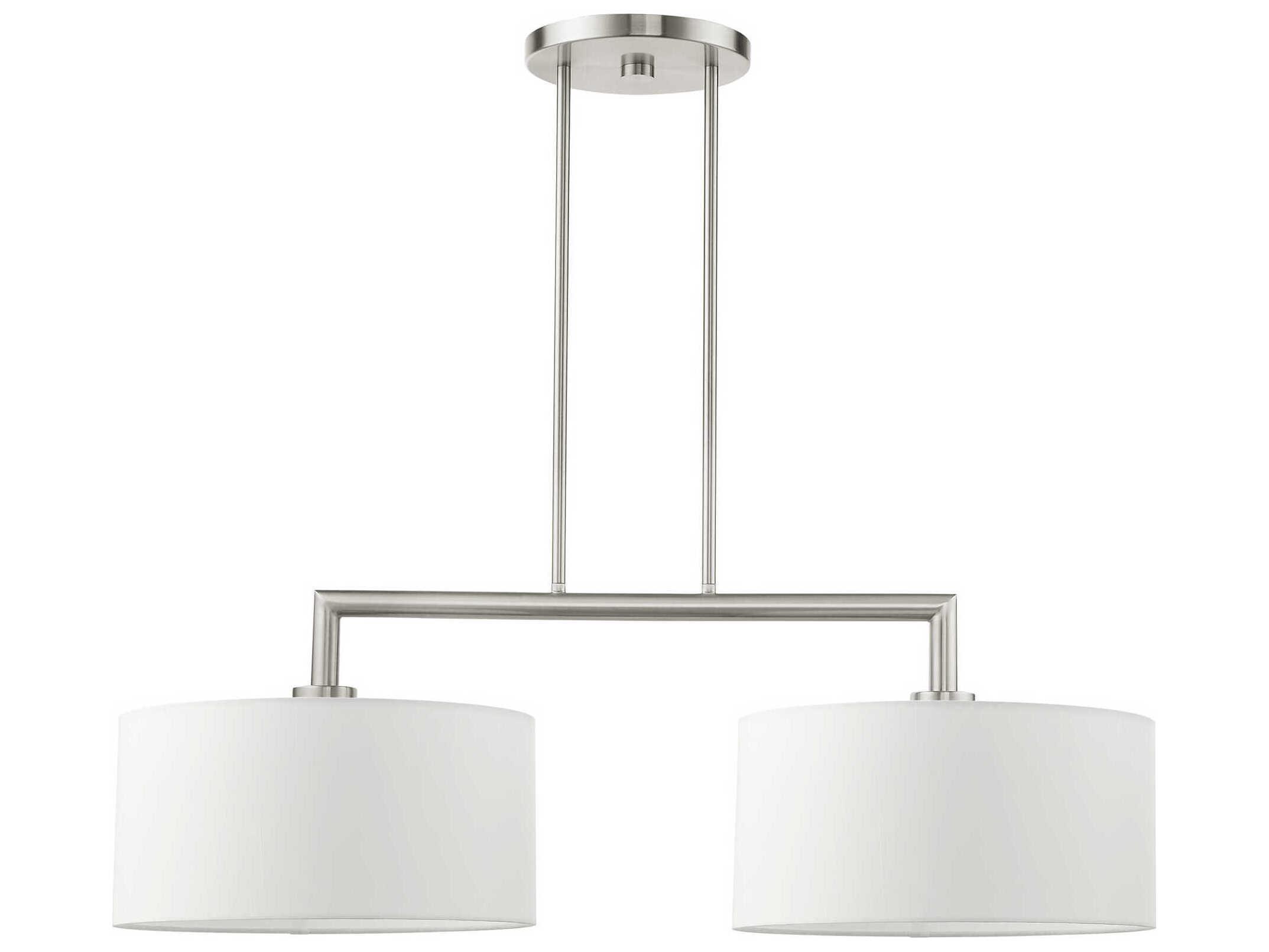 Livex Lighting Meridian 2-Light Brushed Nickel Drum Island Pendant
