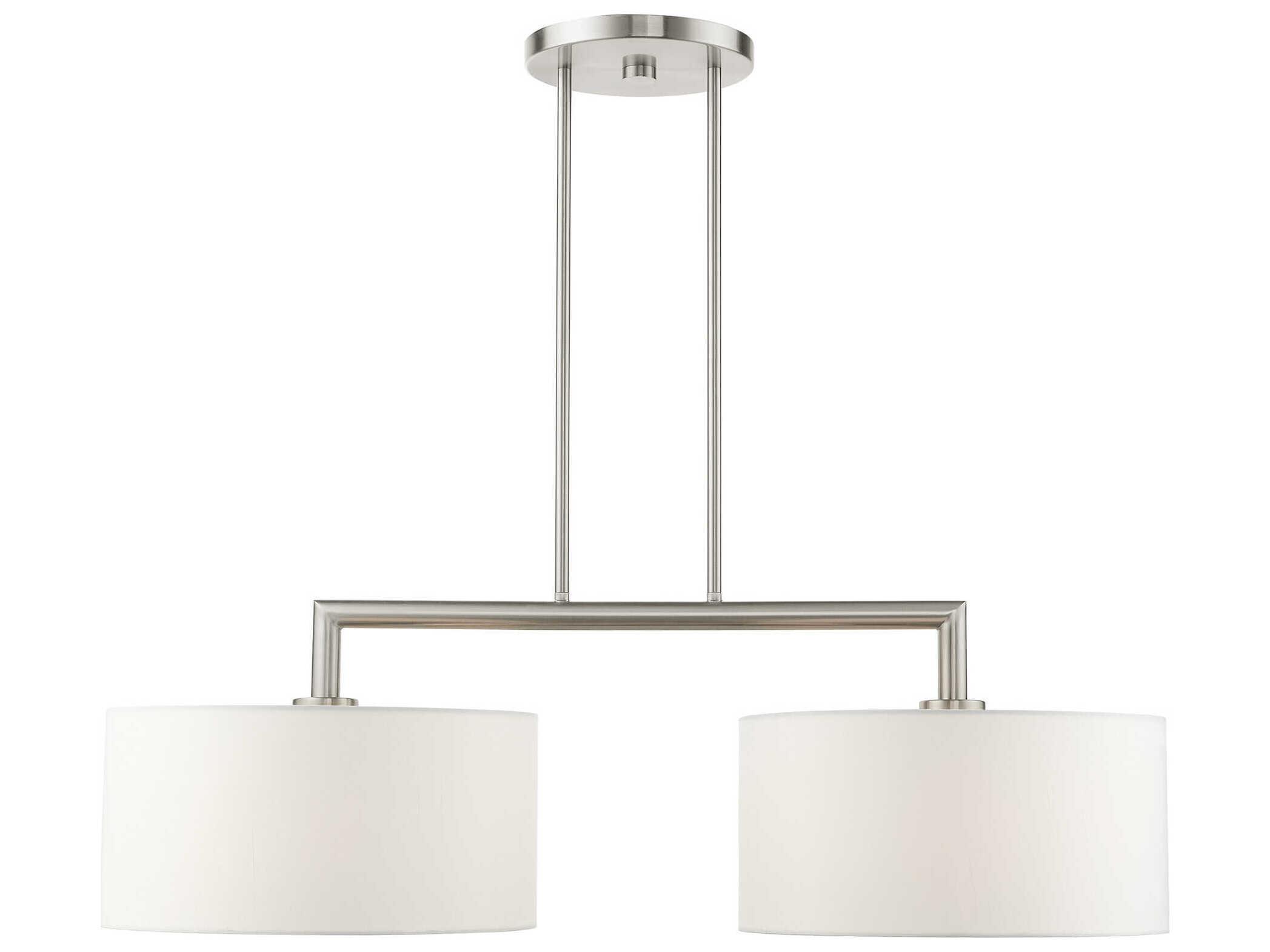 Livex Lighting Meridian 2-Light Brushed Nickel Drum Island Pendant