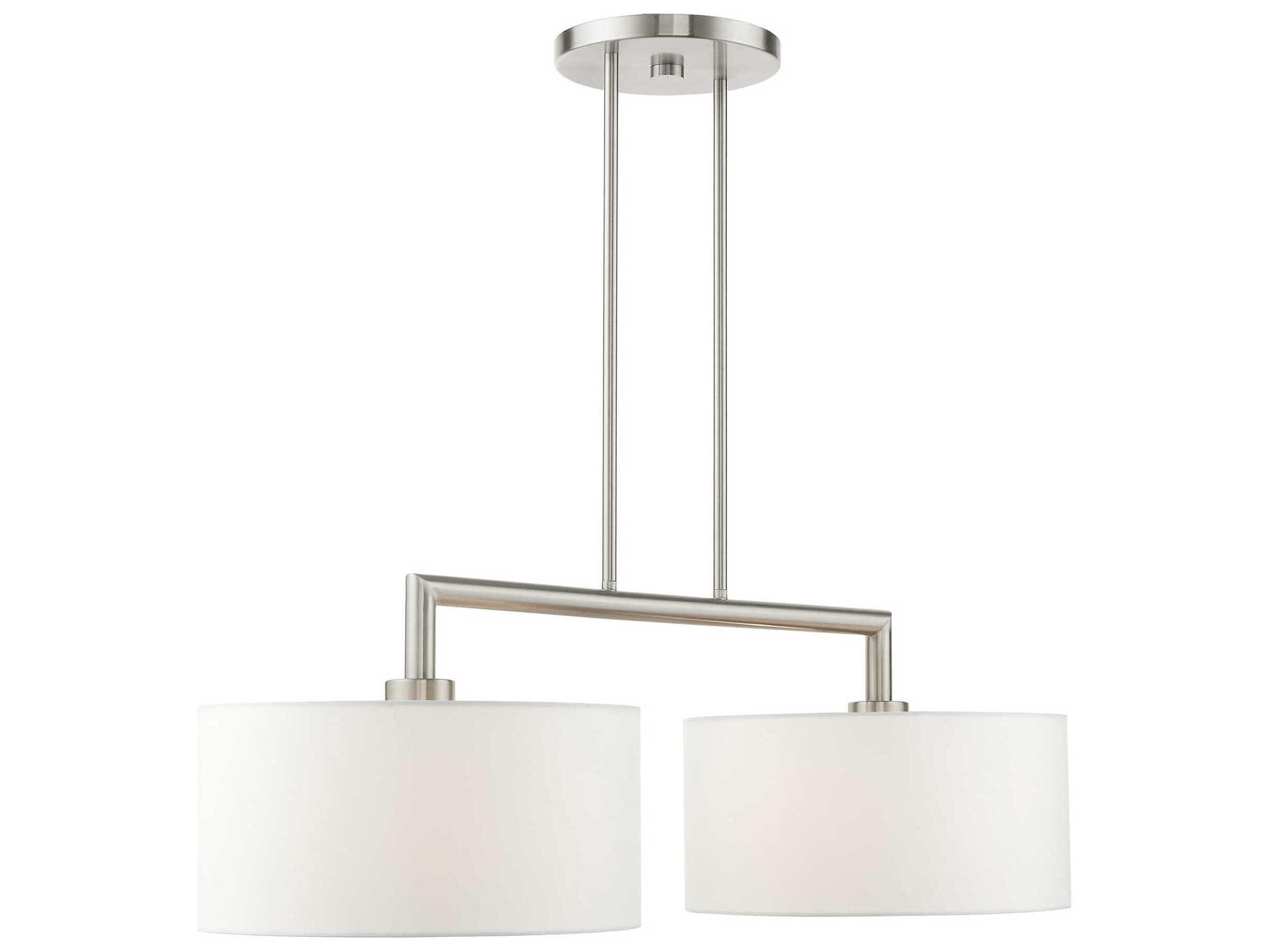 Livex Lighting Meridian 2-Light Brushed Nickel Drum Island Pendant