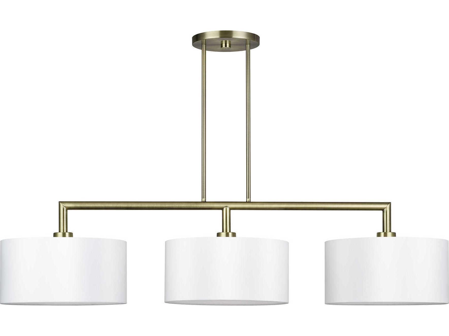 Livex Lighting Meridian 3-Light Antique Brass Drum Island Pendant