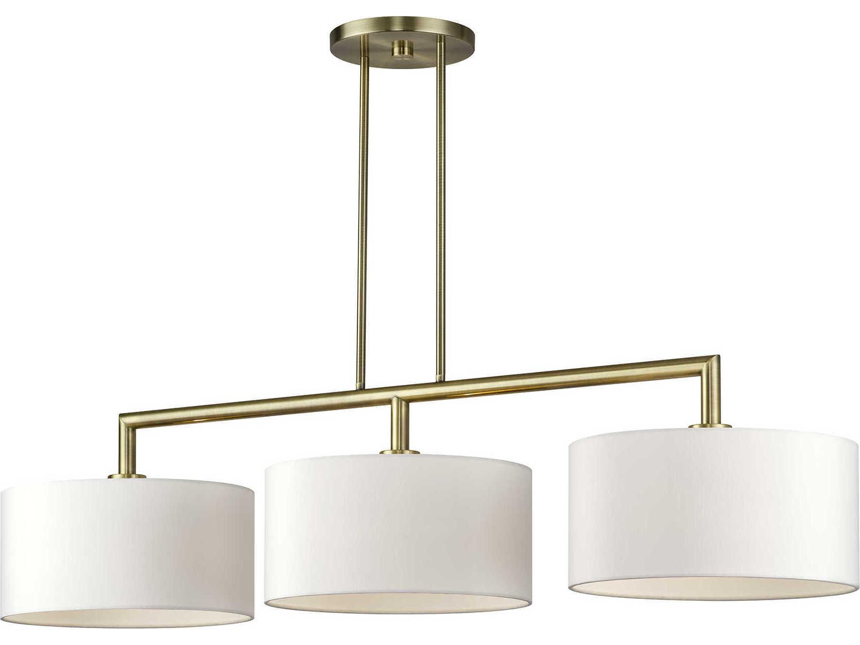 Livex Lighting Meridian 3-Light Antique Brass Drum Island Pendant