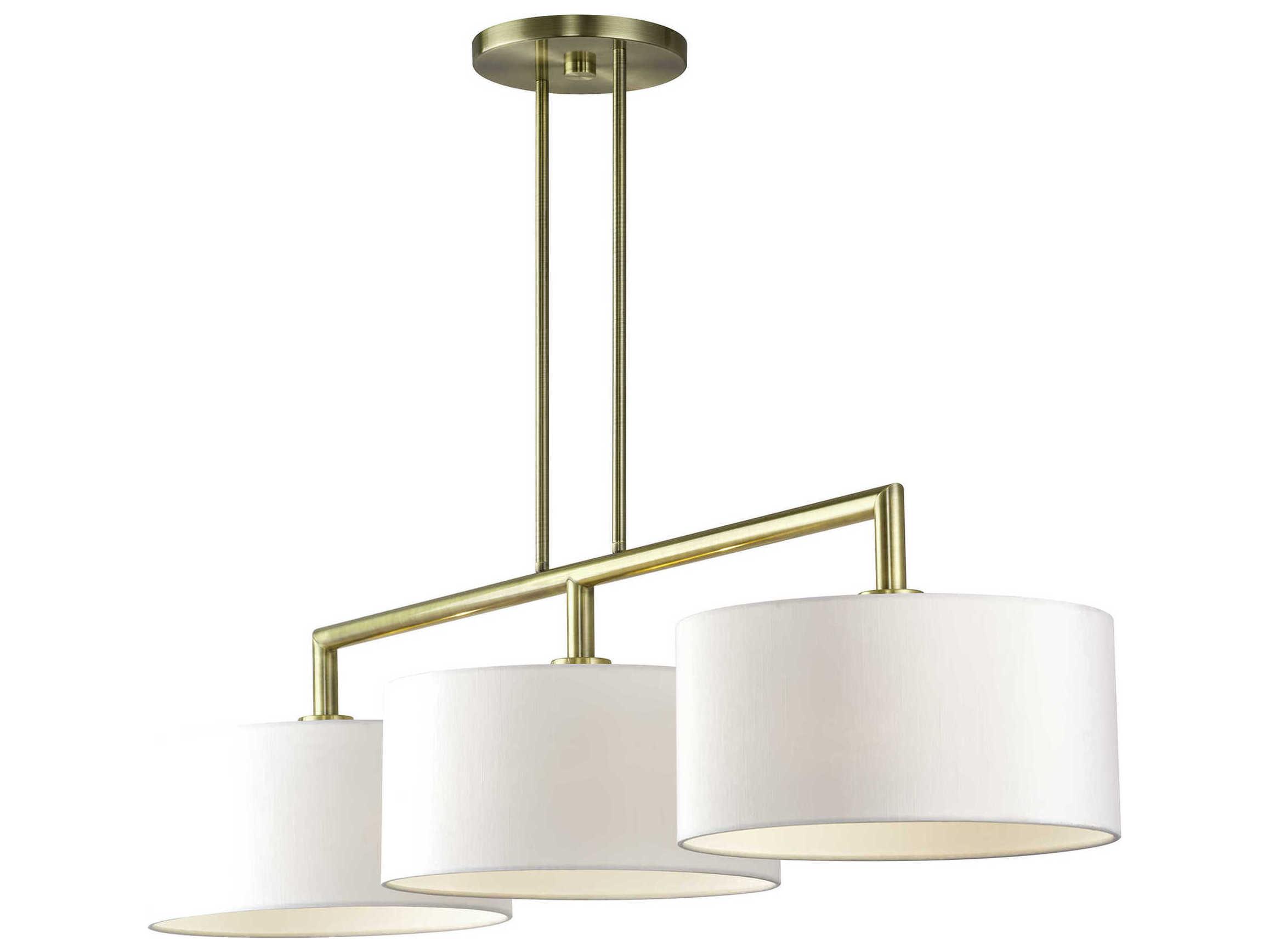 Livex Lighting Meridian 3-Light Antique Brass Drum Island Pendant