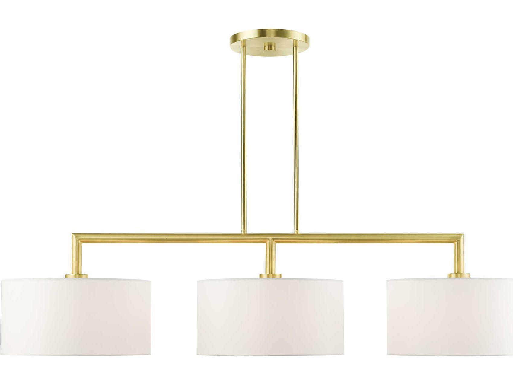 Livex Lighting Meridian 3-Light Satin Brass Drum Island Pendant