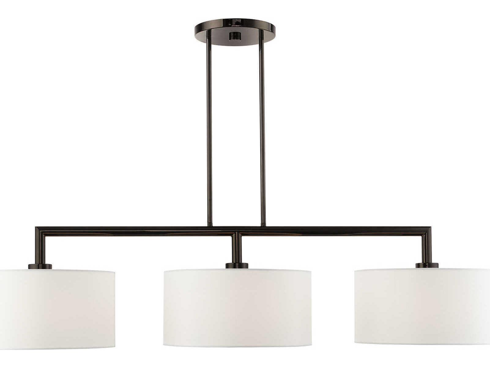 Livex Lighting Meridian 3-Light Black Chrome Drum Island Pendant