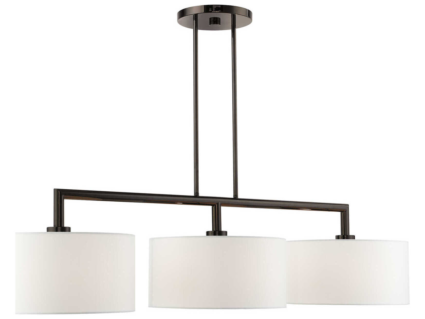 Livex Lighting Meridian 3-Light Black Chrome Drum Island Pendant