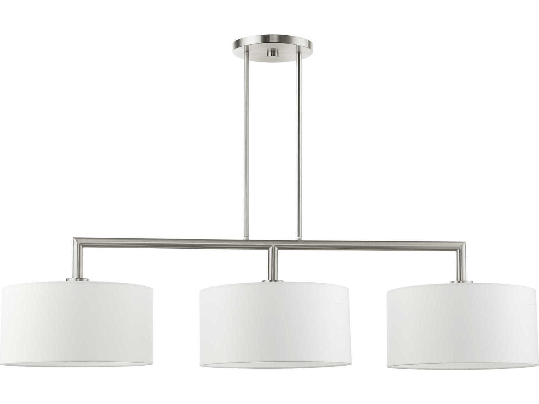 Livex Lighting Meridian 3-Light Brushed Nickel Drum Island Pendant