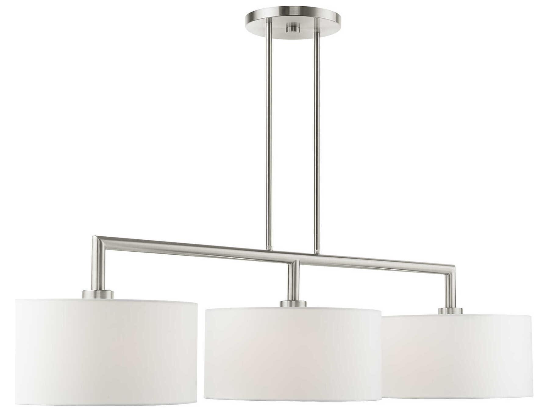 Livex Lighting Meridian 3-Light Brushed Nickel Drum Island Pendant