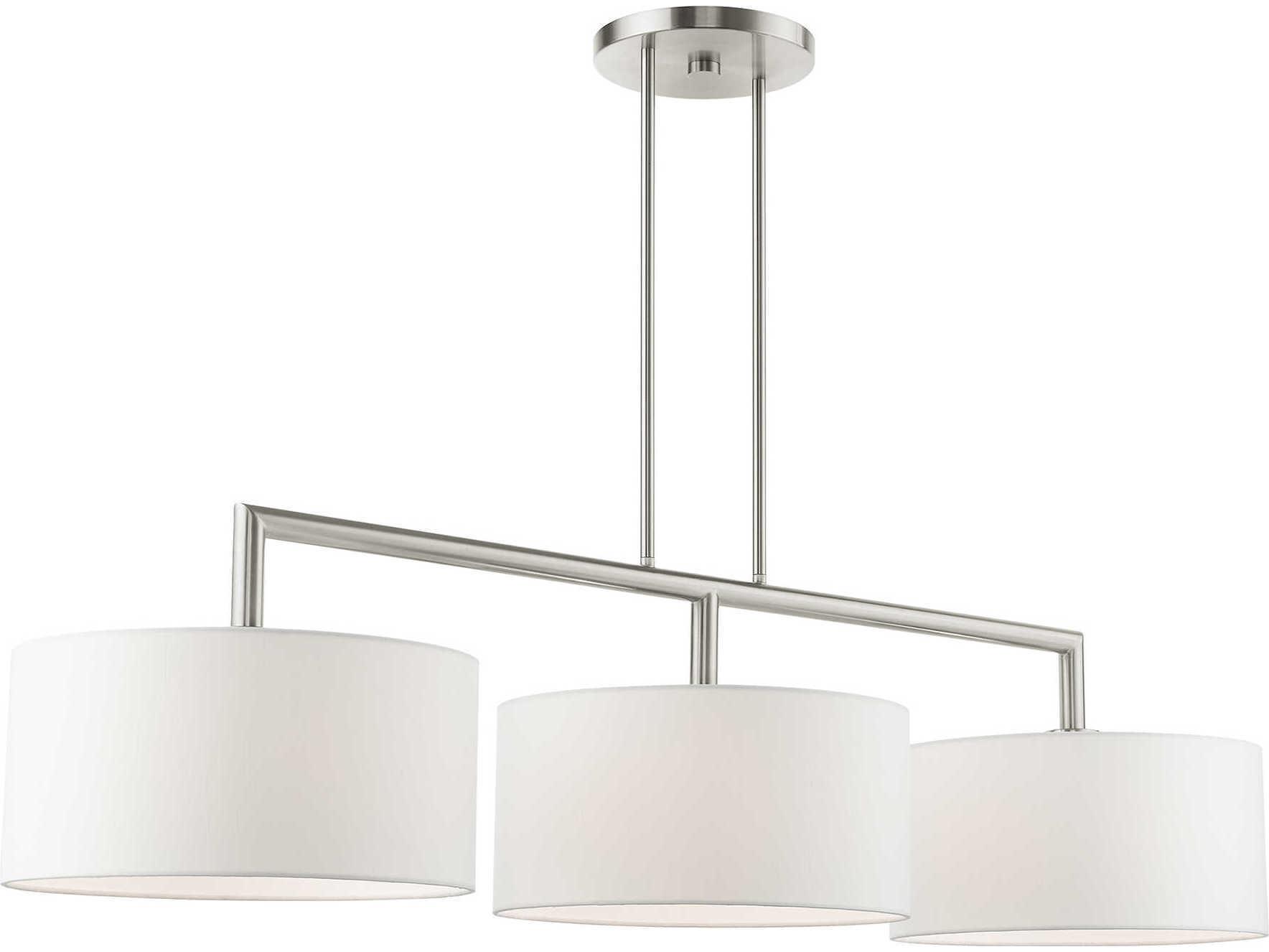 Livex Lighting Meridian 3-Light Brushed Nickel Drum Island Pendant