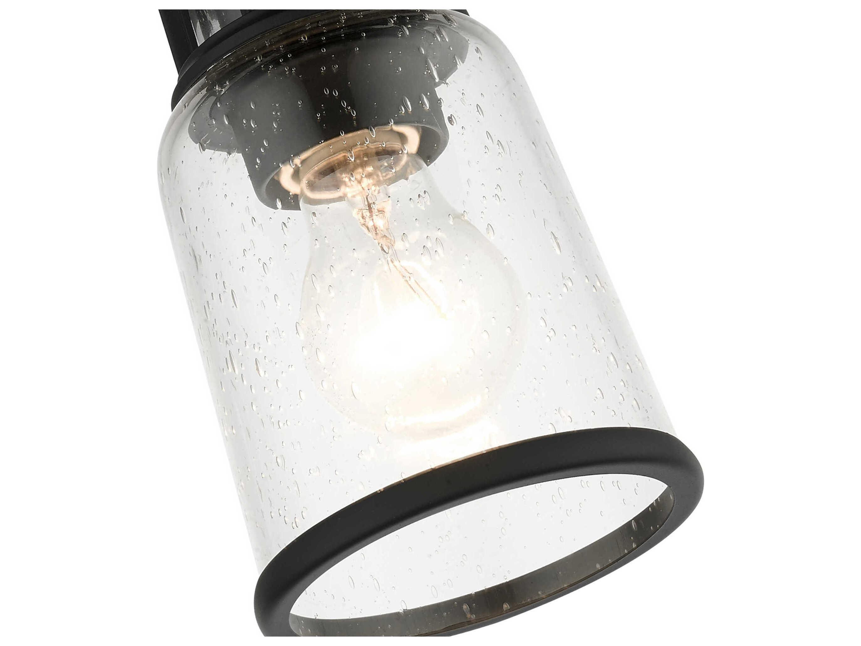 Livex Lighting Lawrenceville 1-Light Black Clear Glass Bell Semi Flush Mount