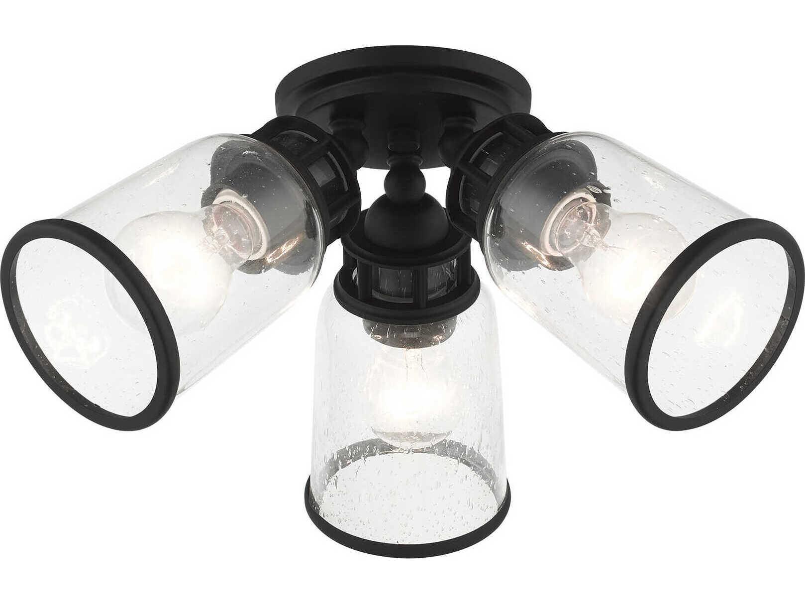Livex Lighting Lawrenceville 3-Light Black Clear Glass Bell Semi Flush Mount