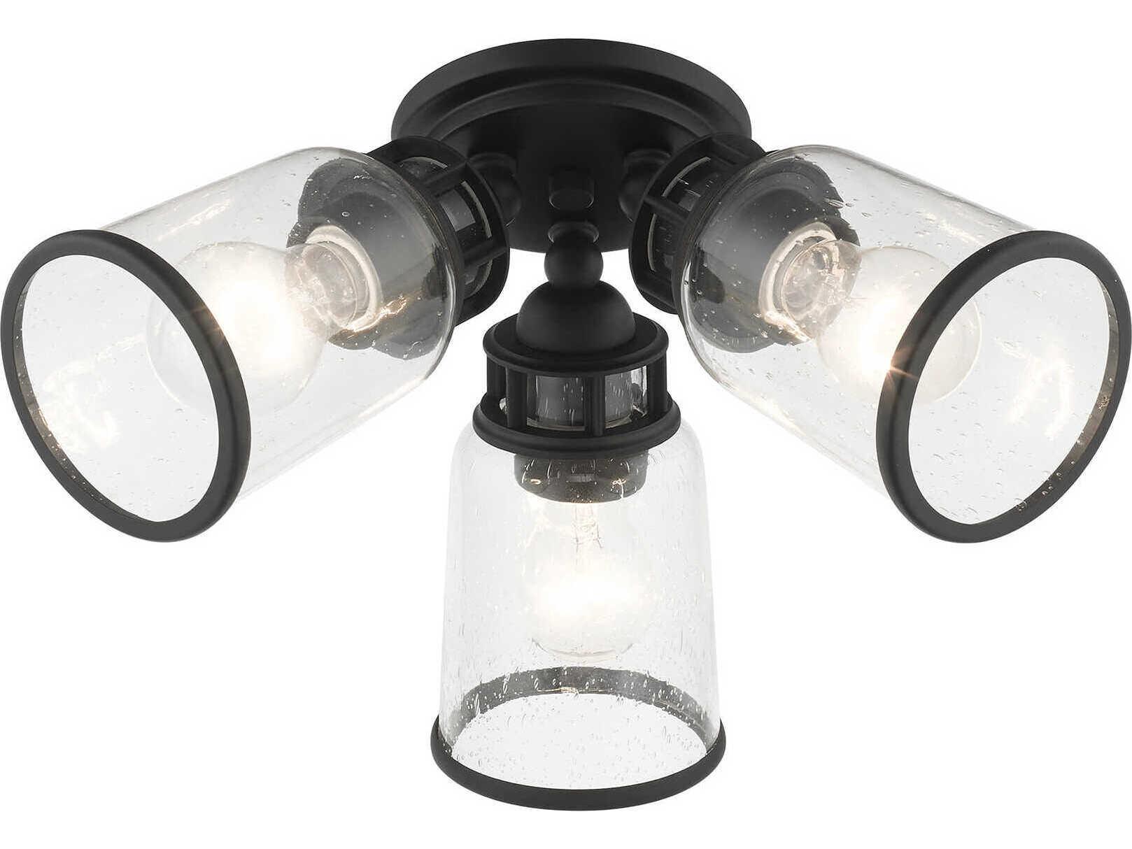 Livex Lighting Lawrenceville 3-Light Black Clear Glass Bell Semi Flush Mount