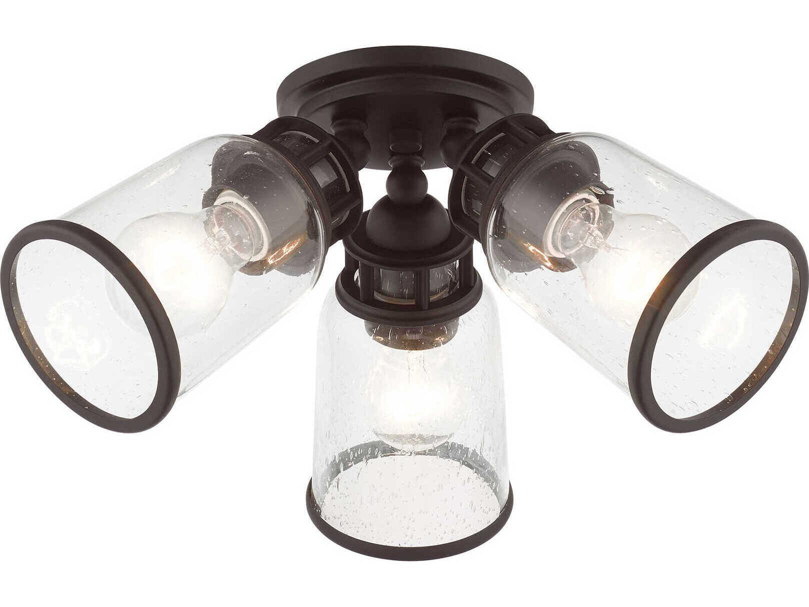 Livex Lighting Lawrenceville 3-Light Bronze Clear Glass Bell Semi Flush Mount